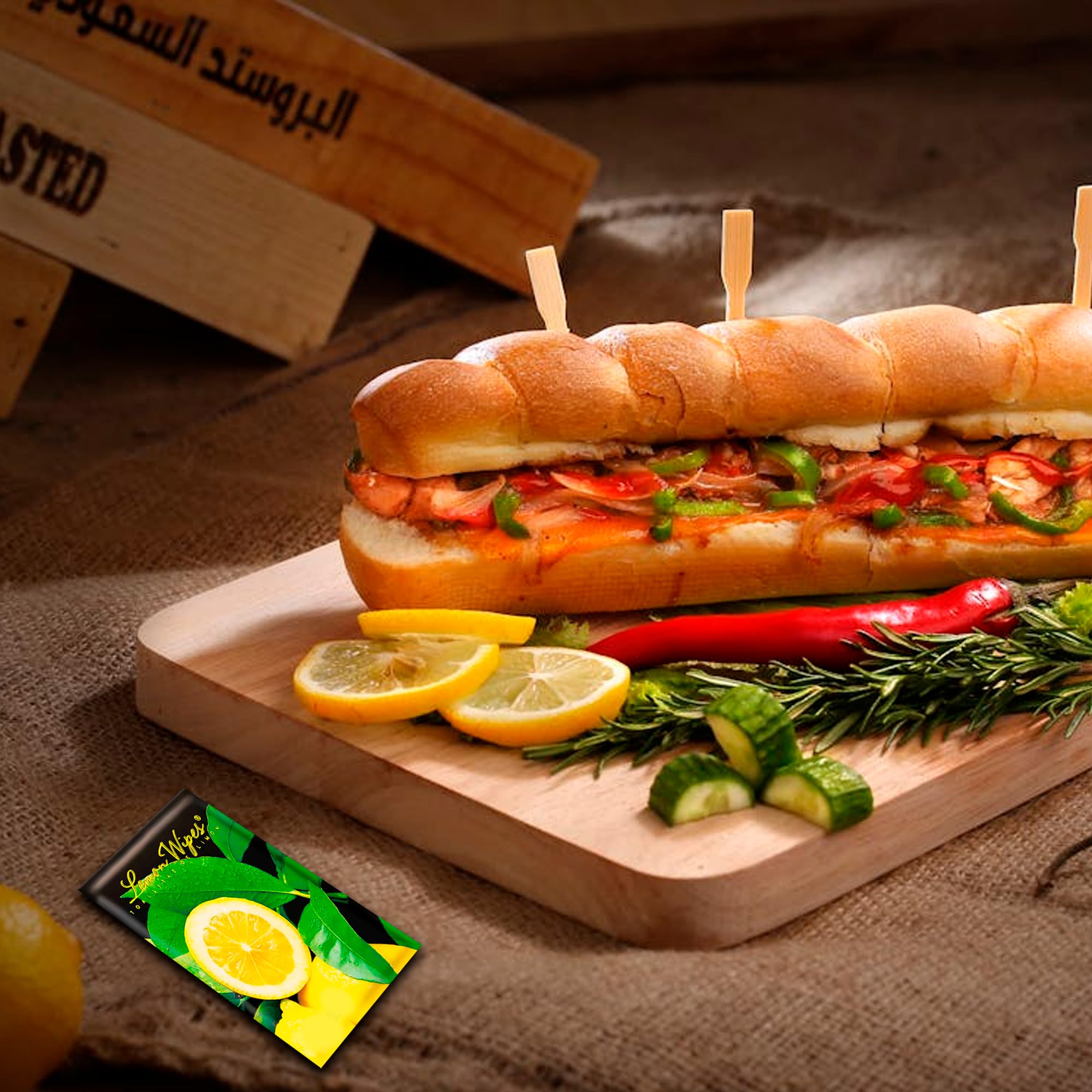 Pack 100 Toallitas limón para manos - Toallitas elimina olores de Marisco, Pescado, Carne y Suciedad - Sobres individuales - Húmedas y con fragancia a limón -Uso Dómestico u Hostelería