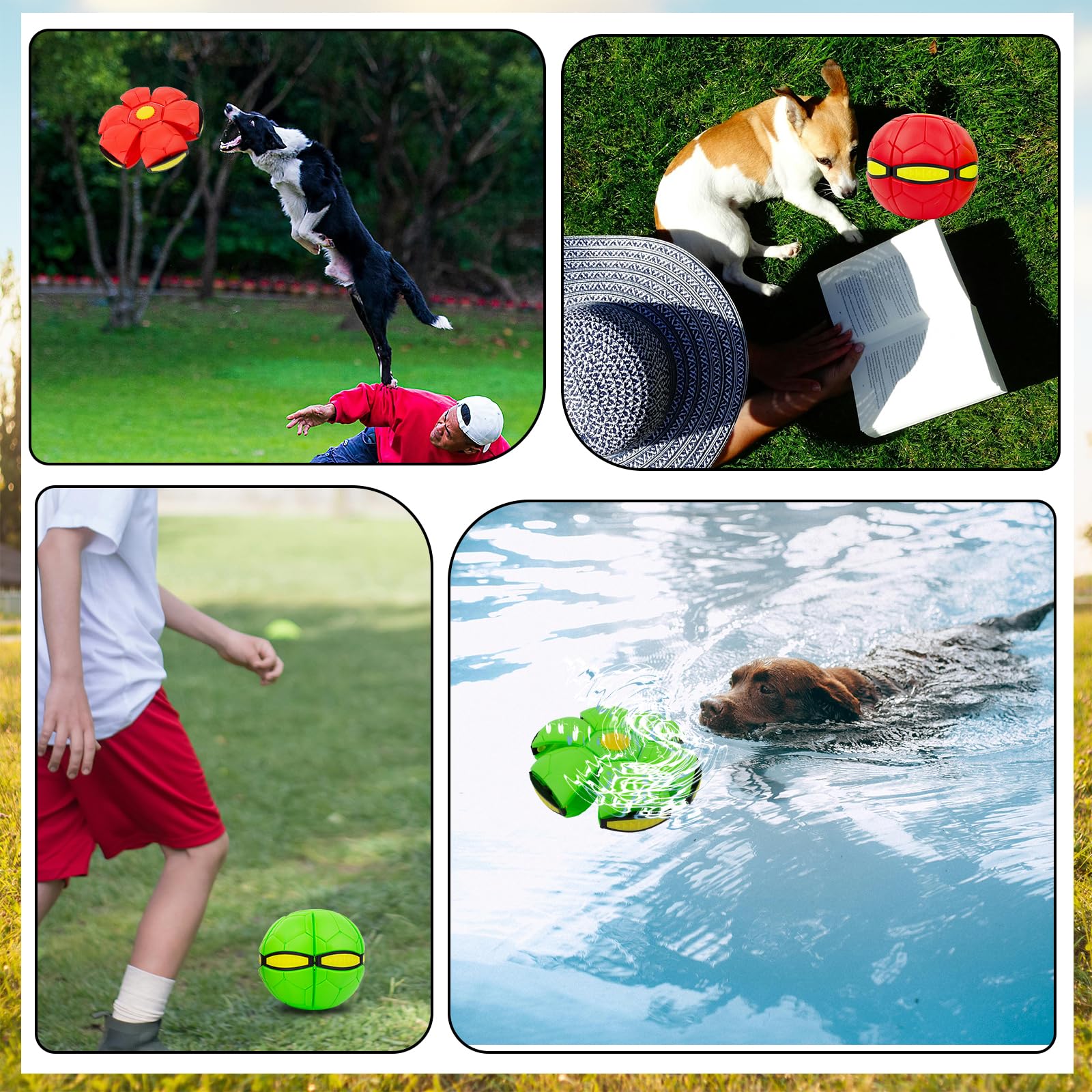 Juguete para mascotas, bola de platillo volador con 3 luces para perros, paquete de 2 discos voladores para perros, juguetes interactivos para perros medianos y grandes, bolas de disco para