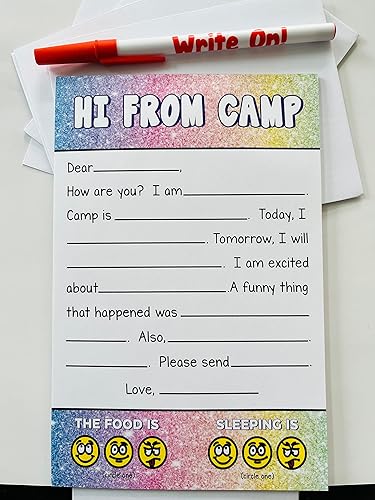 Hi From Camp Rellena el juego de papelería en blanco