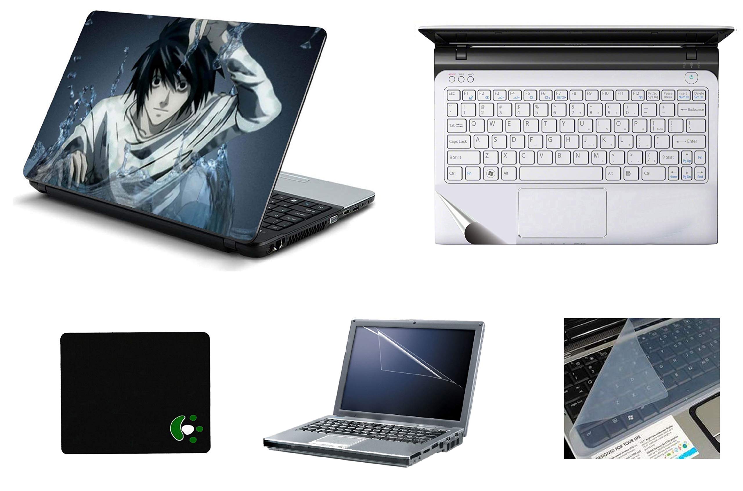StickerKing 5in1 Laptop Accessories Combo 15.6 Inch Cool Anime Laptop Skins Stickers, Screen Guard, Key Guard, Mouse Pad and Palmrest Skin for HP-DELL-Lenovo-Asus-Acer Laptops || Notebooks (B08NTM414X) Amazon Price History, Amazon Price Tracker