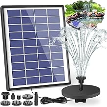 AISITIN 6.5W Solar Fountain Pump with1500mAh Battery Solar Water Pump Floating Fountain, 6 Nozzles, for Bird Bath, Fish Tank, Pond or Garden Decoration