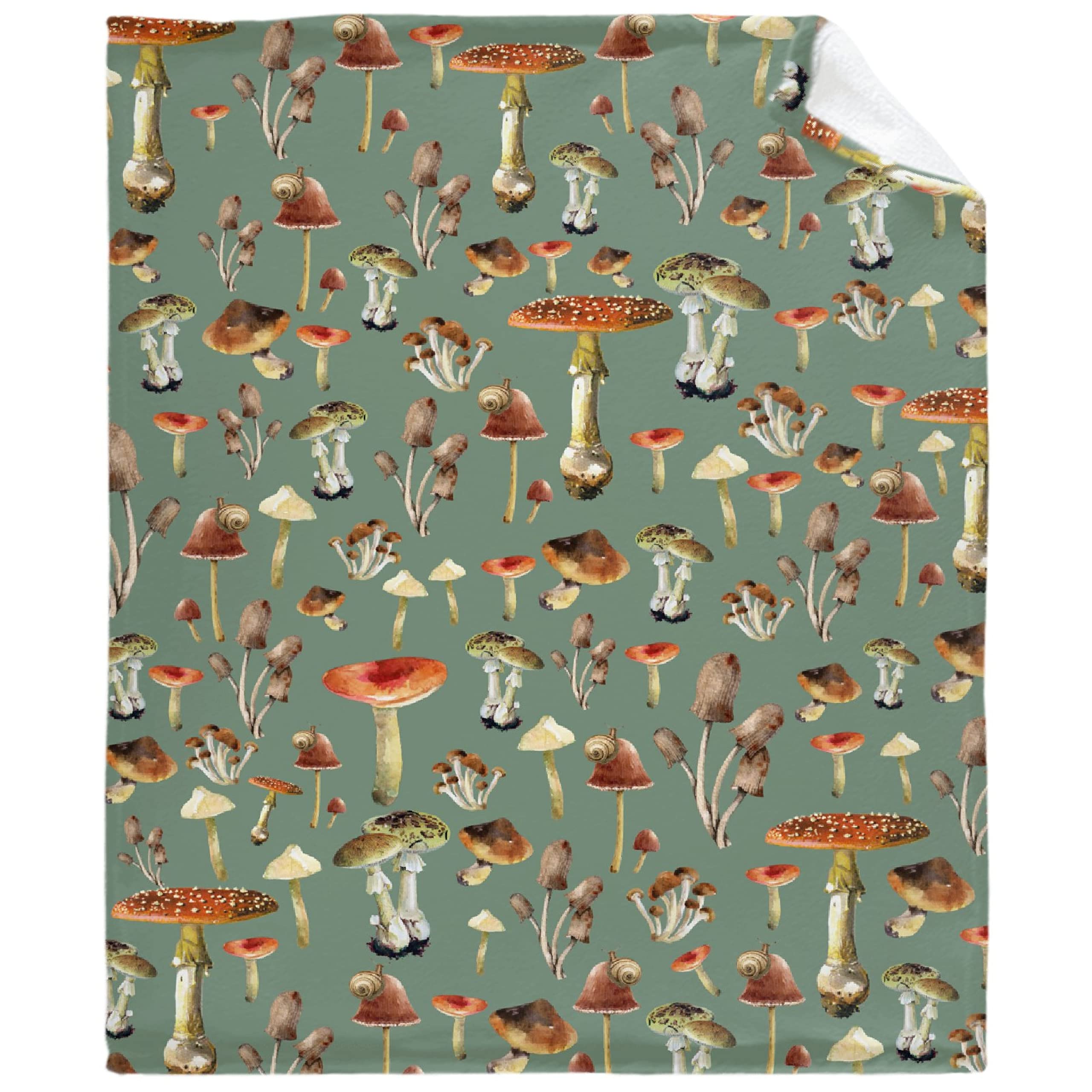 caimizogojocrz Vintage Mushroom Collage Flannel Fleece Throw Blankets, Super Soft Cozy Lightweight Swaddle Blanket for Couch Chair Bed Sofa Office Teen or Nap Size 50