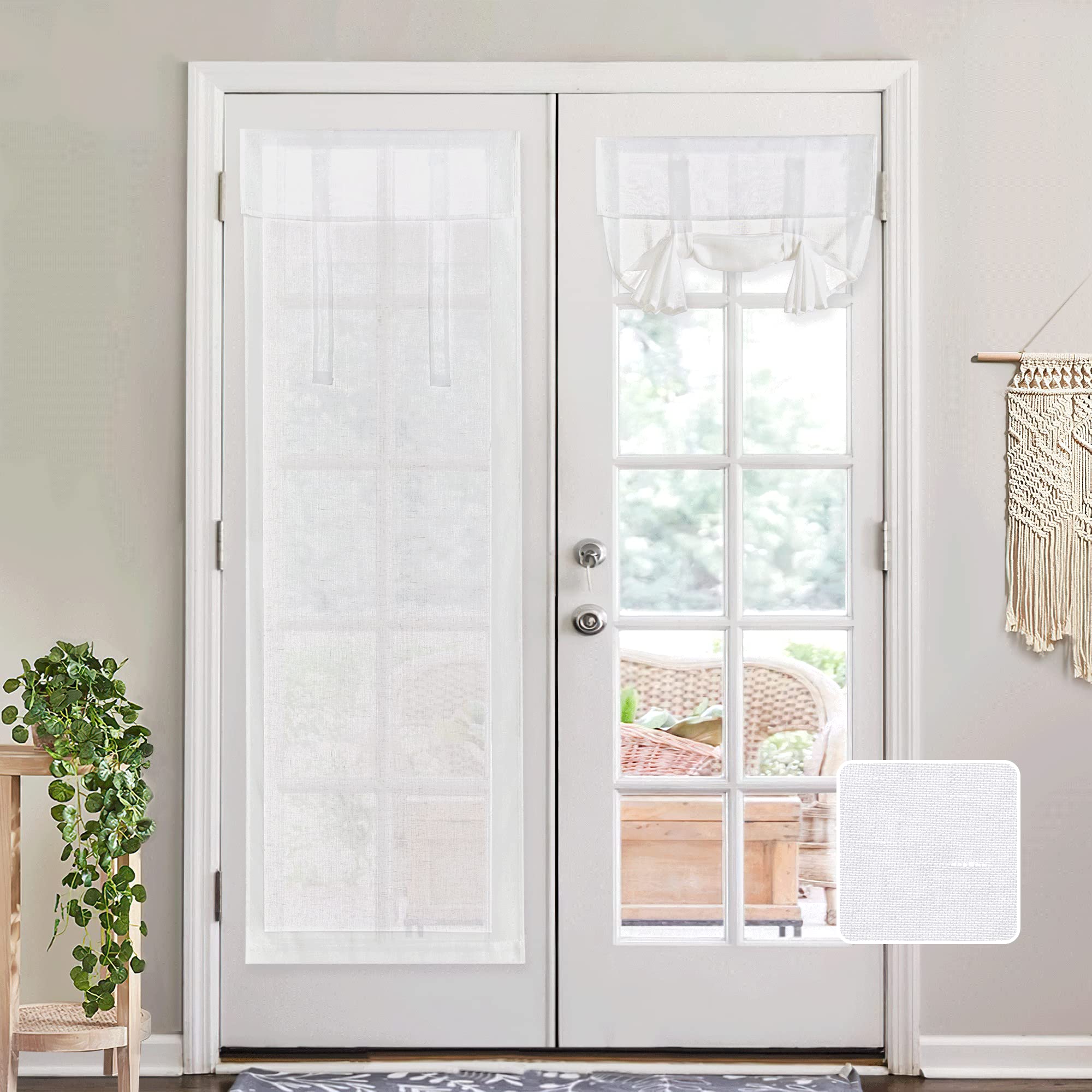 Rideau de porte 26x70 pouces transparent blanc en lin