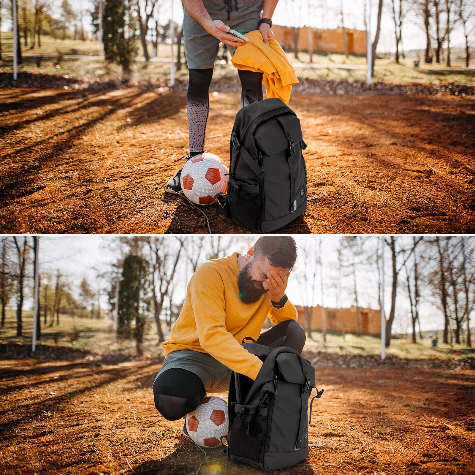 Basketball Fußball Rucksack mit Schuhfach und Ballfach, große Sportrucksack Herren Damen Wasserfest Sportausrüstungstasche für Basketball Volleyball Fußball