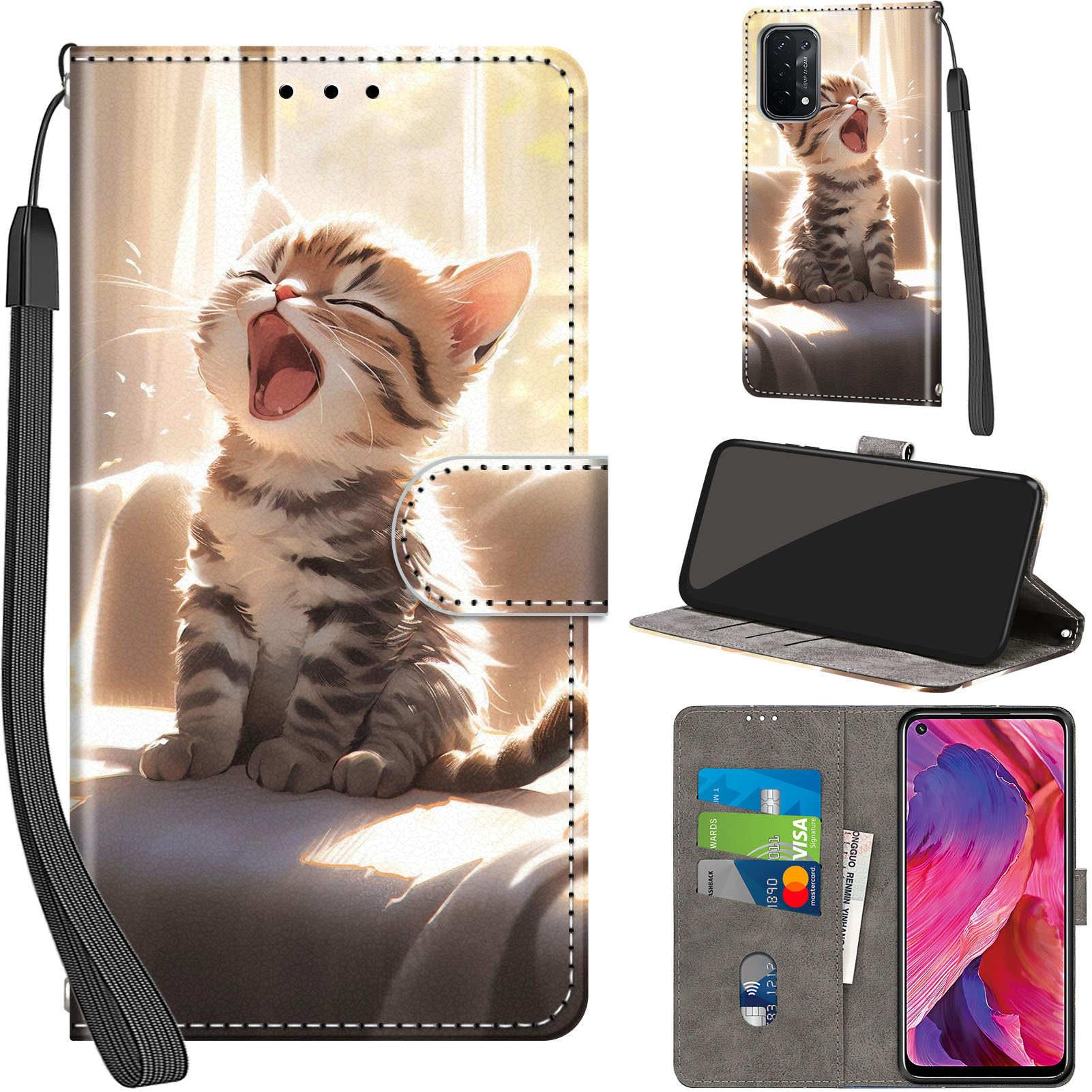 SRISHP Cover per OPPO A54 5G / OPPO A74 5G, Magnetica Cover a Libro con Slot per Schede, Custodia in PU Pelle Portafoglio per OPPO A54 5G / OPPO A74 5G, Oro