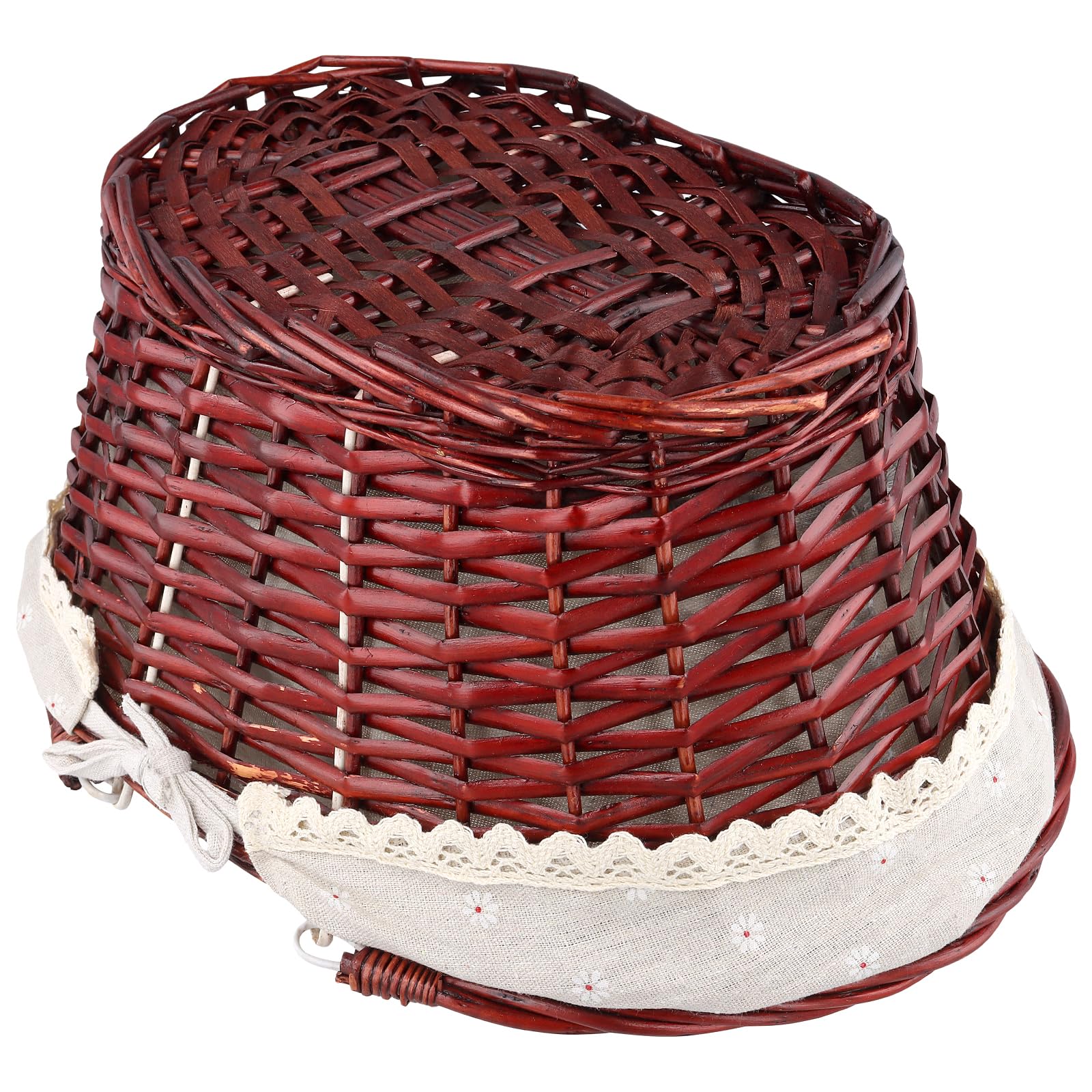 FUNSUEI Panier en Osier avec Anse et Doublure - Petit Panier Tissé Main pour Pique-Nique, Rangement, Décoration et Pâques - 36 x 28 x 17 cm
