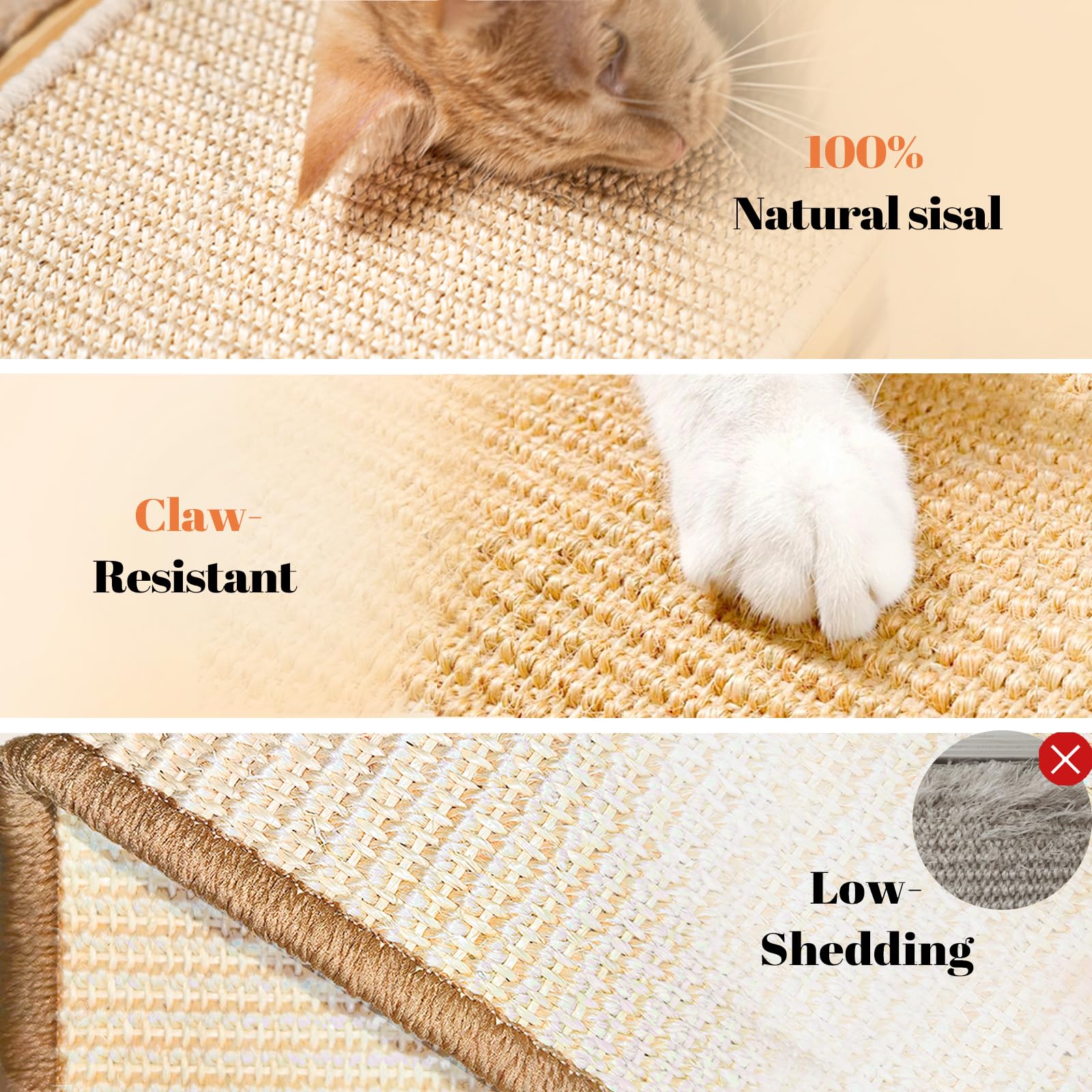 CheerPals Sisal Scratching Board, 2-IN-1 Cat Toy, Solid Pine Wood & Natural Sisal Pad & Catnip Balls - Image 3