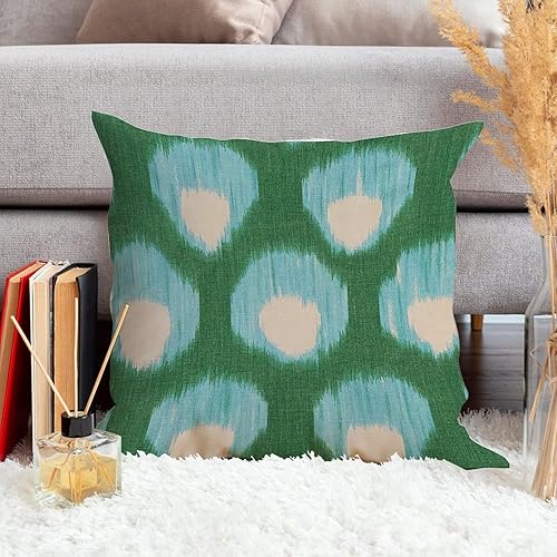 Miniatura 4 de Funda de cojín Ikat de Bukhara verde pavo real y aguamarina, decoración del hogar, almohadas de sofá con cremallera oculta para sala de estar y