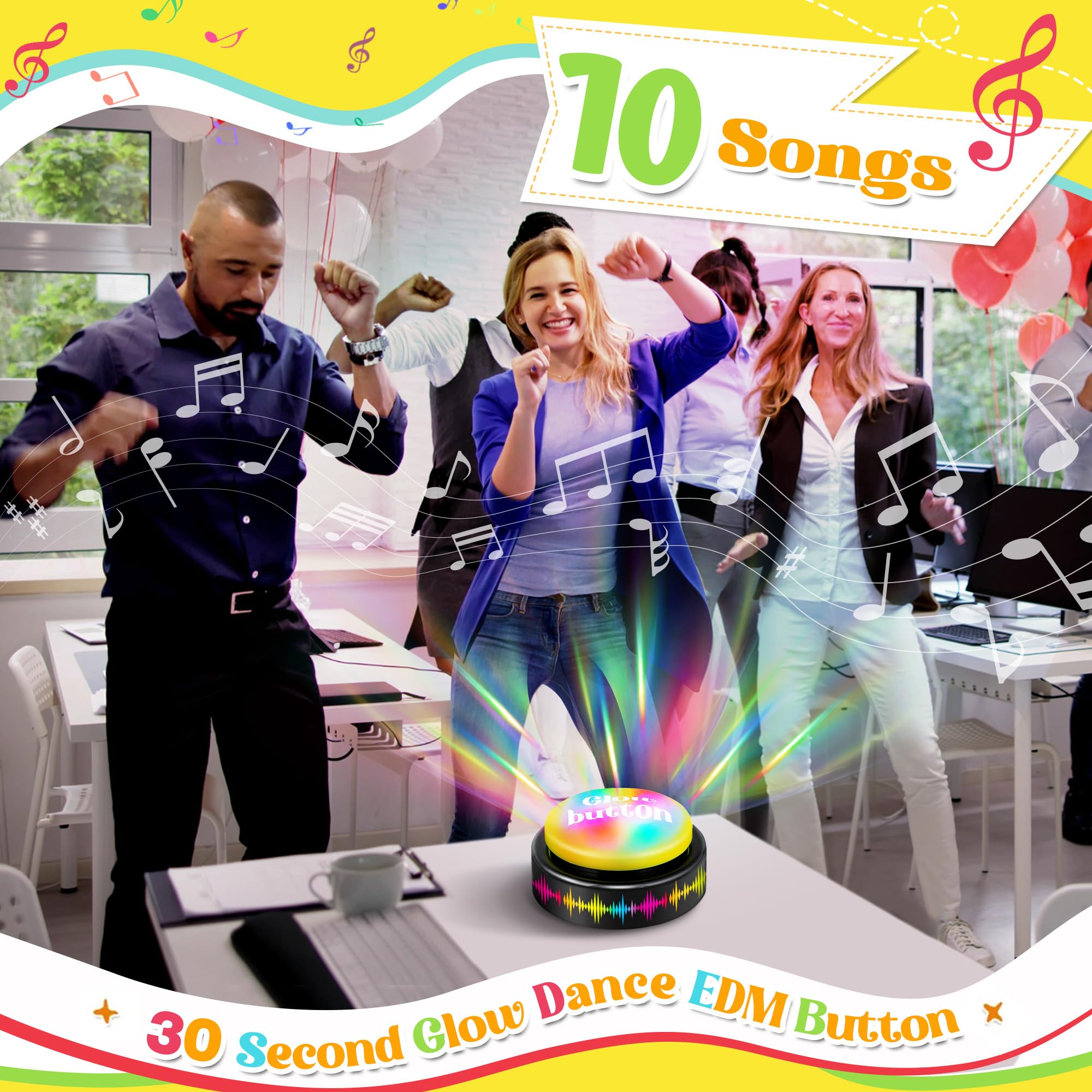 Feekoon 2 Stück Tanzparty-Taste, spielt 10 EDM-Tracks ab, 30 Sekunden leuchtende Tanzbomben-Taste mit Batterien, lustiges Gag-Geschenk für Büro, Klassenzimmer, Lehrer, Kollegen und Freunde