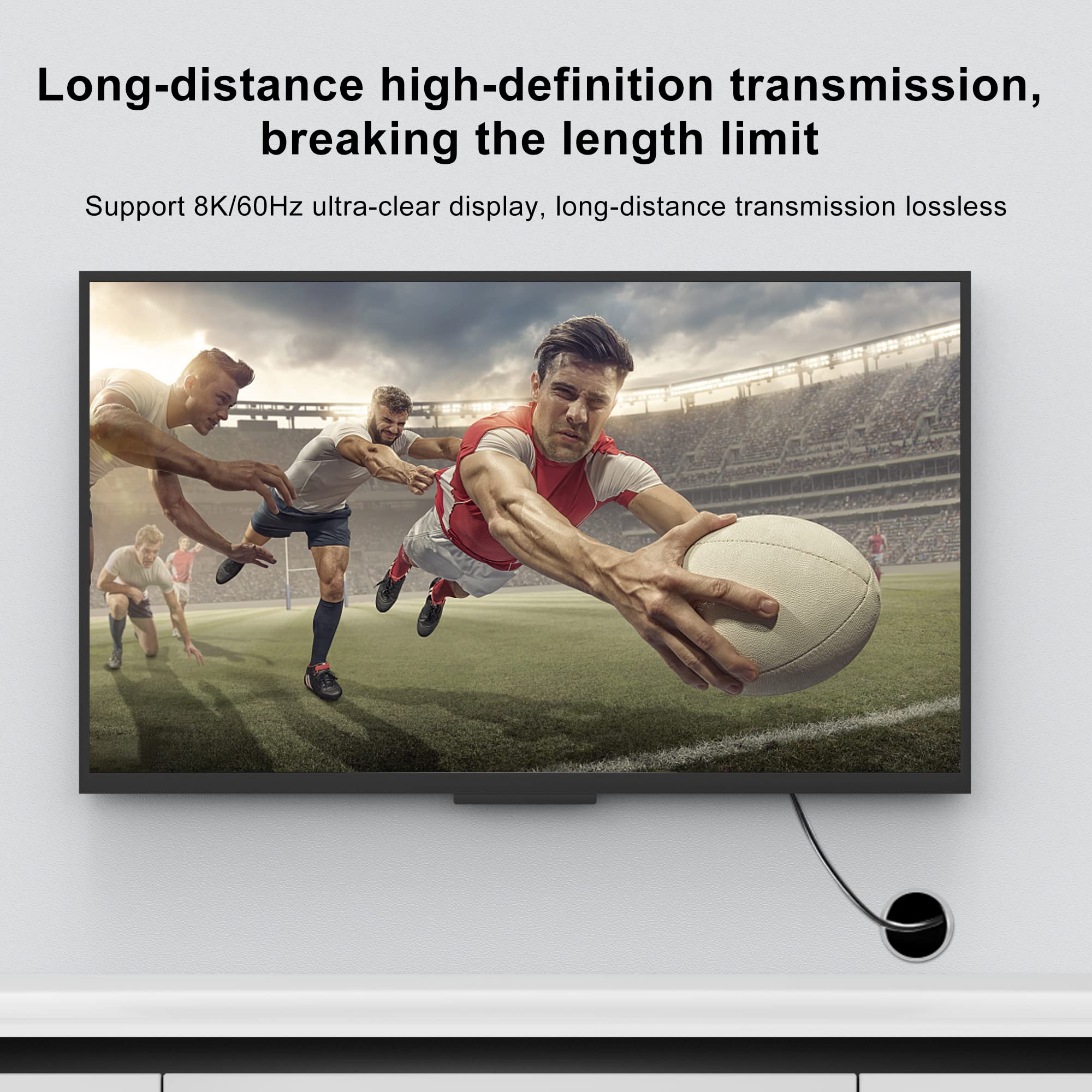 Cable de fibra óptica HDMI desmontable 8K de 30 m, cable HDMI 2.1 largo en pared, con conectores micro HDMI dobles y HDMI estándar, compatible con PC, TV, PlayStation4, PS5, Xbox Series X,
