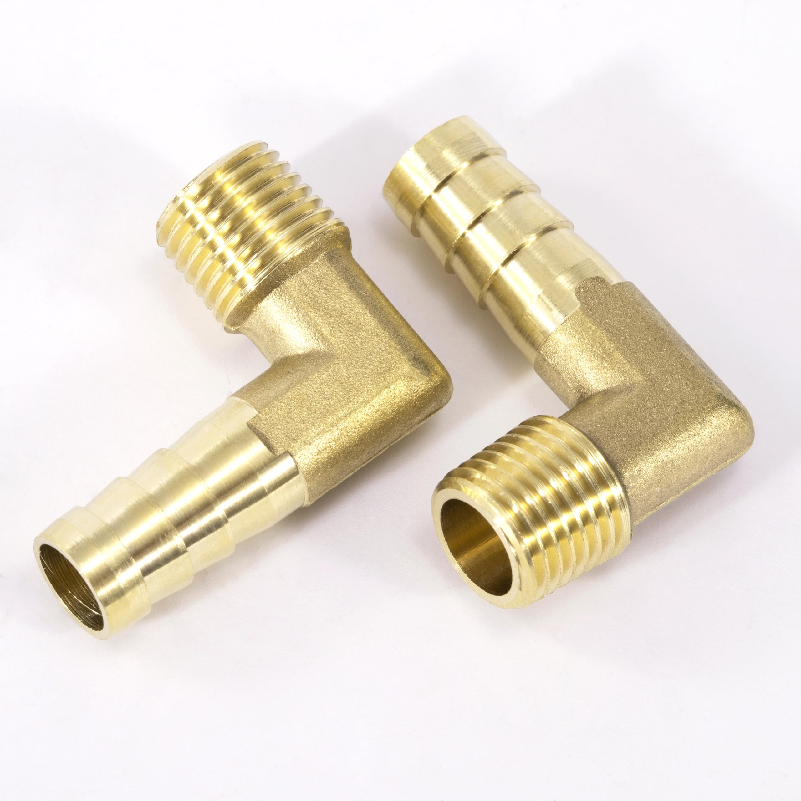 Connector de Manguera de Lengüeta, Codo de 90 Grados Acople de Latón, 2 PCS 10 mm 1/4" Macho, Adaptador de Tubo Accesorios para Agua, Gas, Aceite