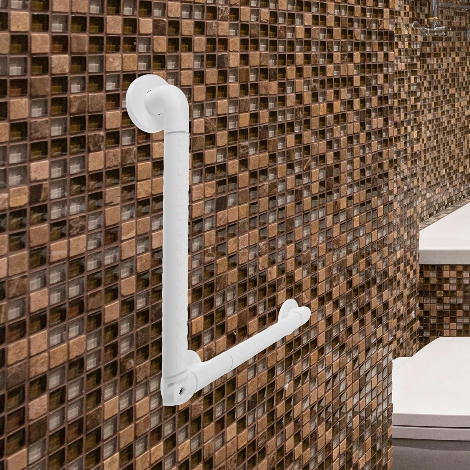 Anneome Barra de Seguridad para Baño con Asidero Antideslizante Soporte Rotatorio y Manija Resistente para Ducha Inodoro Accesorio de Baño Duradero para Usuarios Mayores