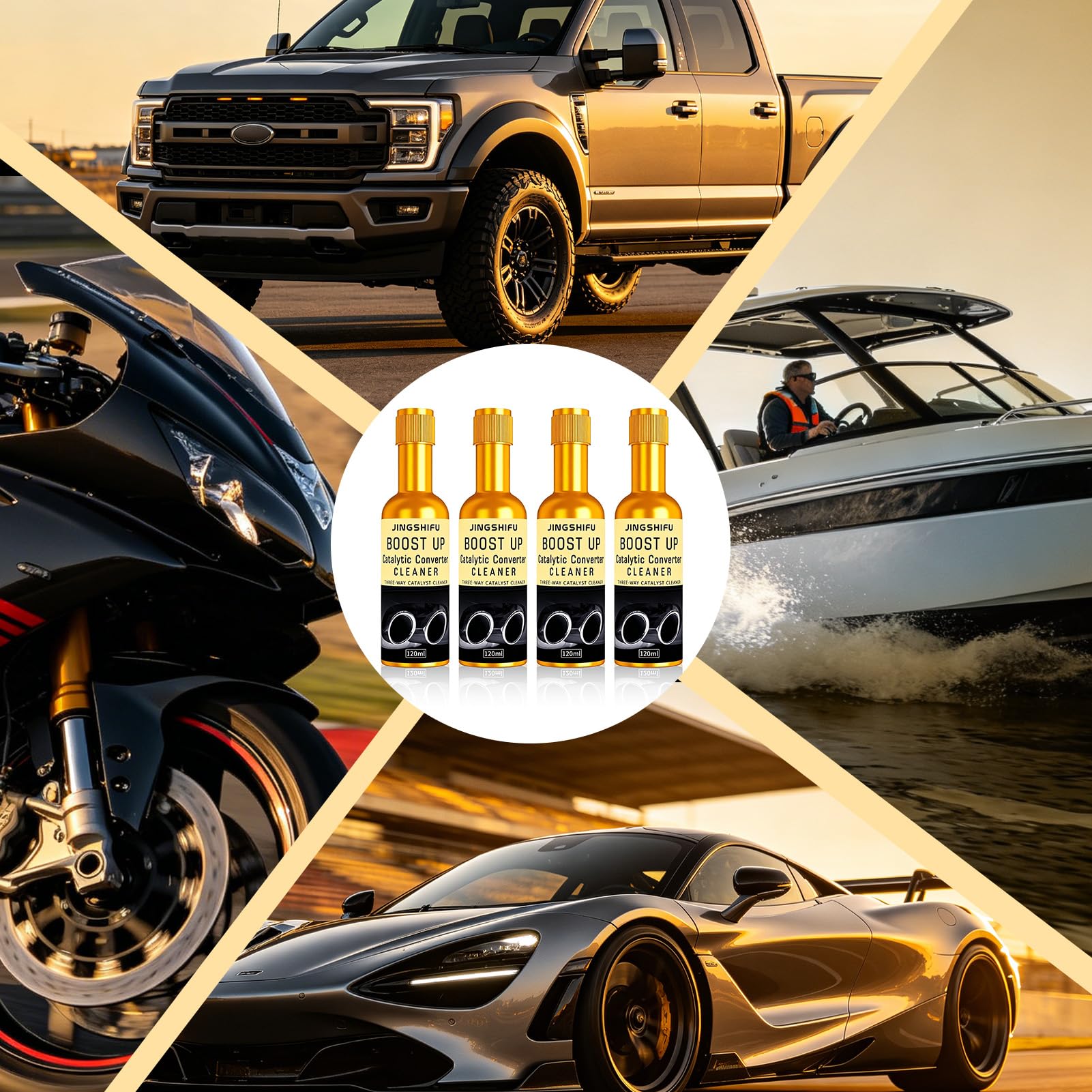 Detergente Catalizzatore 4x120ml - Additivo Benzina per Pulizia Scarico, Riduce Emissioni e Rigenera Dpf - per Auto e Furgoni