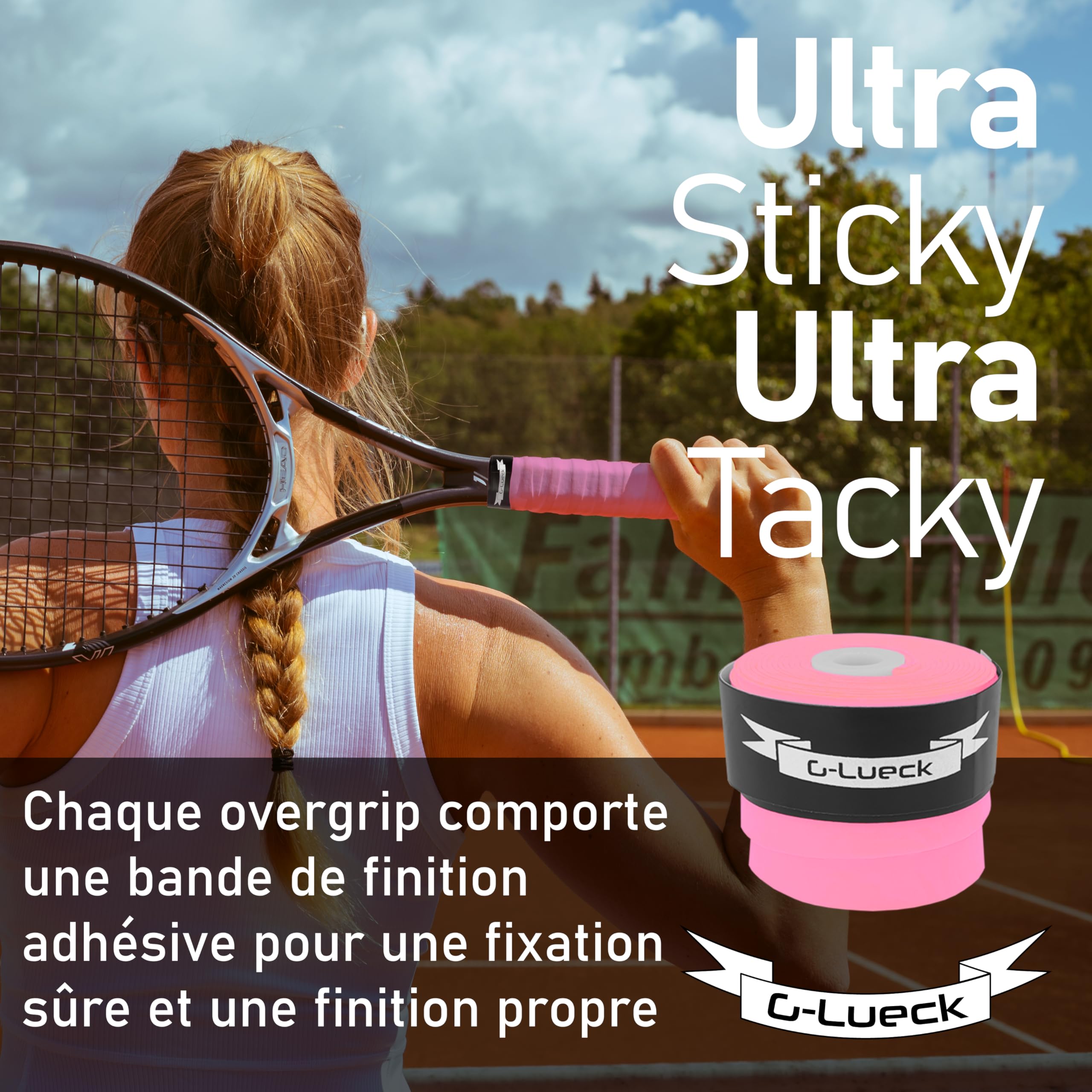 G-Lueck Talent Grip Surgrip Lot de 27 Grips de Tennis très adhérent | Épaisseur 0,60 mm | pour Raquettes de Tennis, Badminton, Squash et Padel