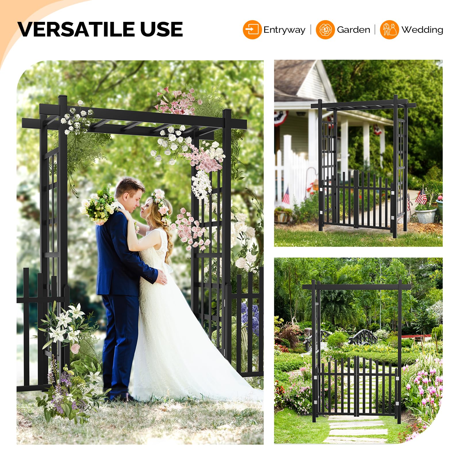 Pergolas De Jardin VINGLI Cenador De Jardín Con Puerta, Arco De Boda De PVC  Para Fiesta De Ceremonia, Enrejado De Jardín Para Plantas Trepadoras Al  Aire Libre, Soporte De Arco De Fondo, image size:1600x1600