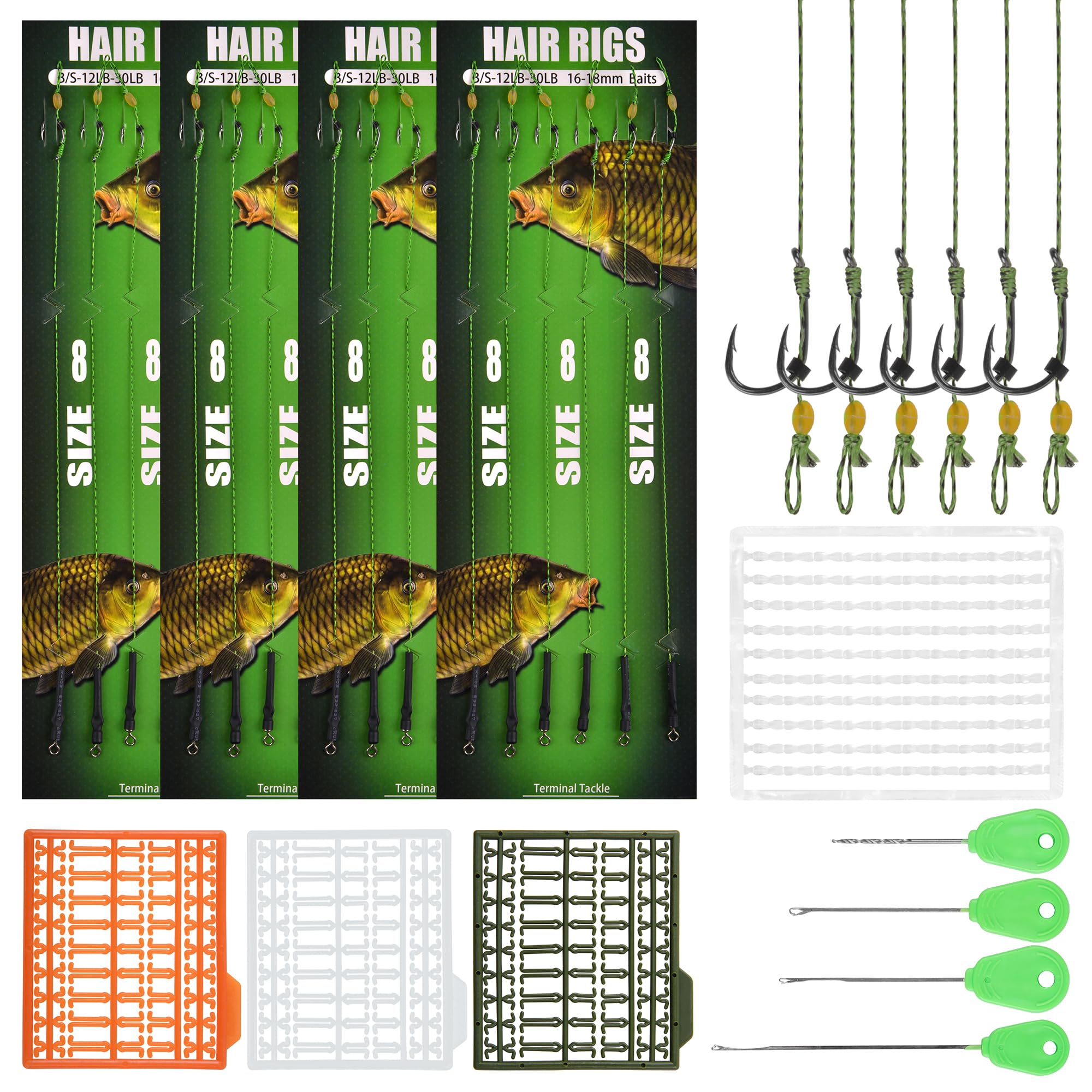 Kit Bas De Ligne Pour Pêche à La Carpe - Hameçons #2, Bouillettes, Aiguilles, Perles