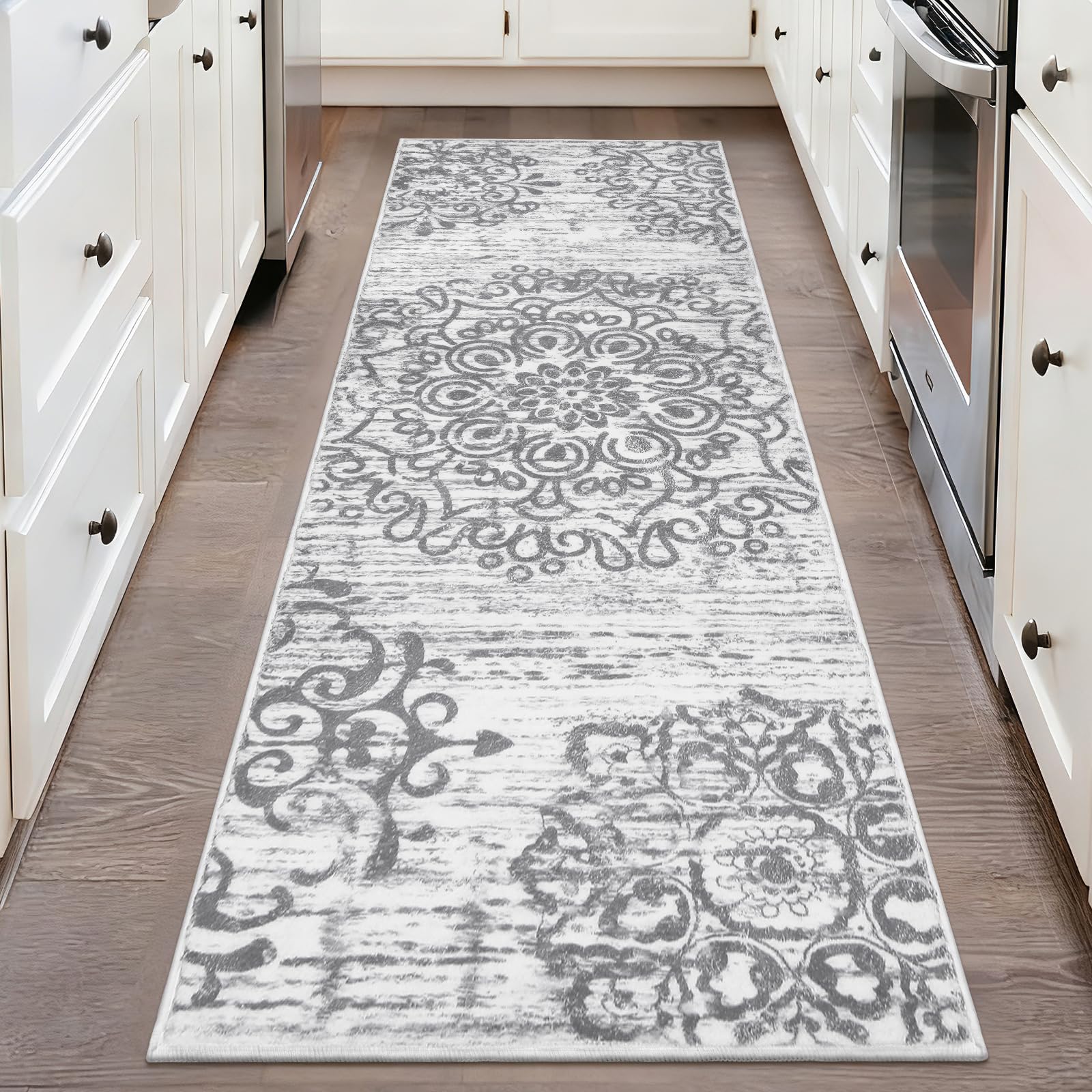 HEBE Hallway Runner Rug 2'x6' Washable Vintage Kitchen Rugs Non Slip Laundry Rug Runner Distressed Boho Floor Carpet Runners for Hallways Entryway Laundry Room Kitchen Bathroom