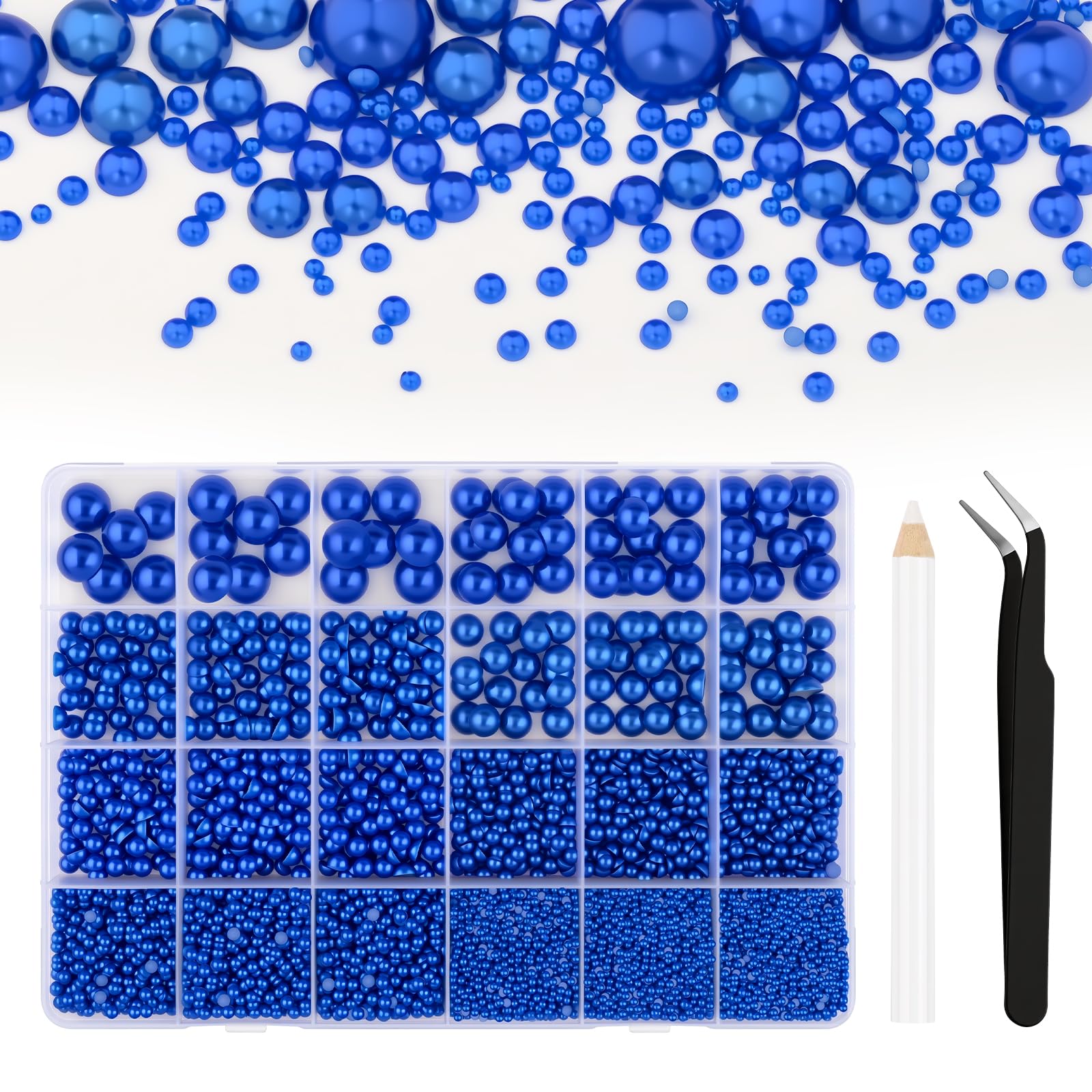 Bouiexye 13000 Stück Blau Perlen mit Flacher Rückseite 2/3/4