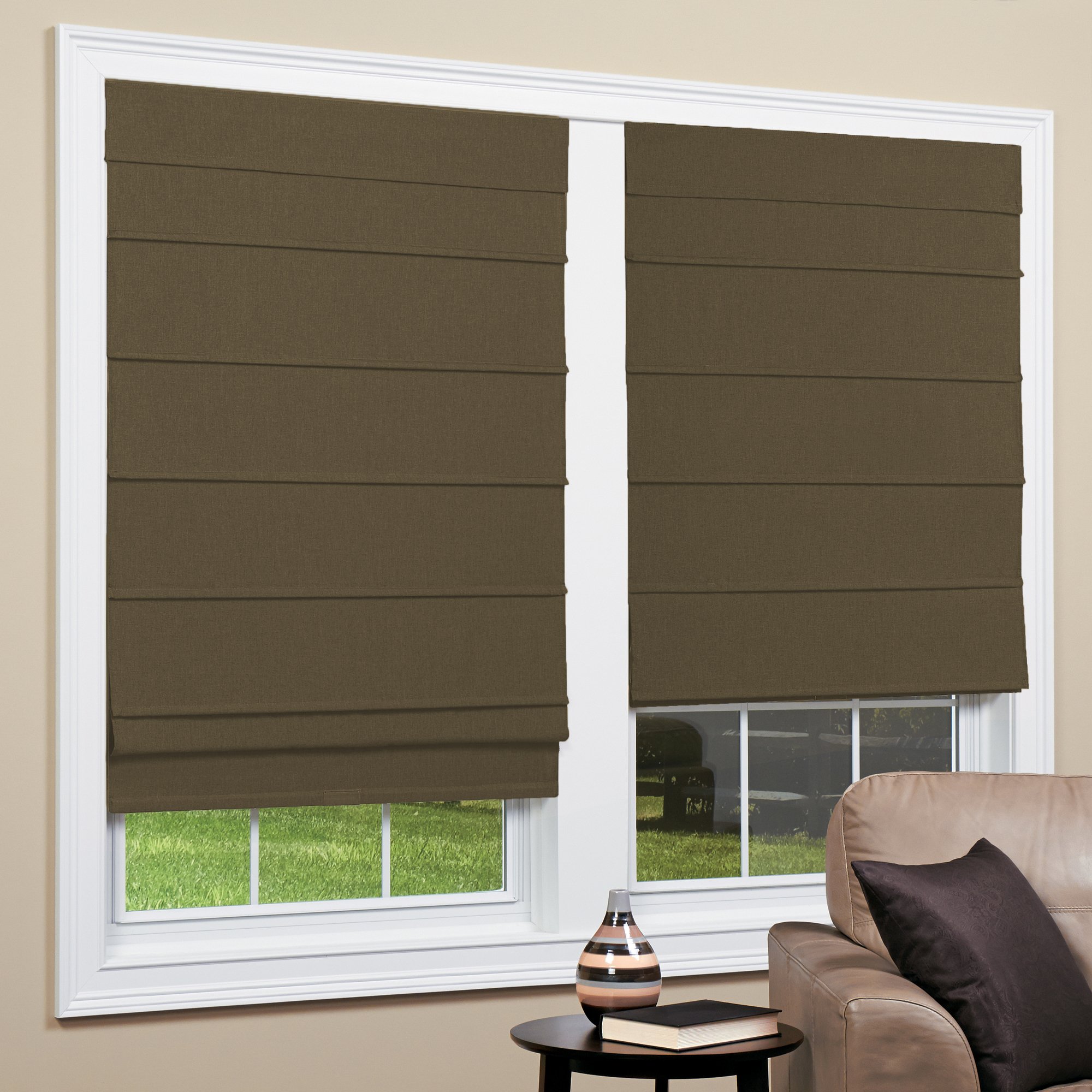 Cordless Room Darkening Fabric Roman Shade (Taupe, 23x64)