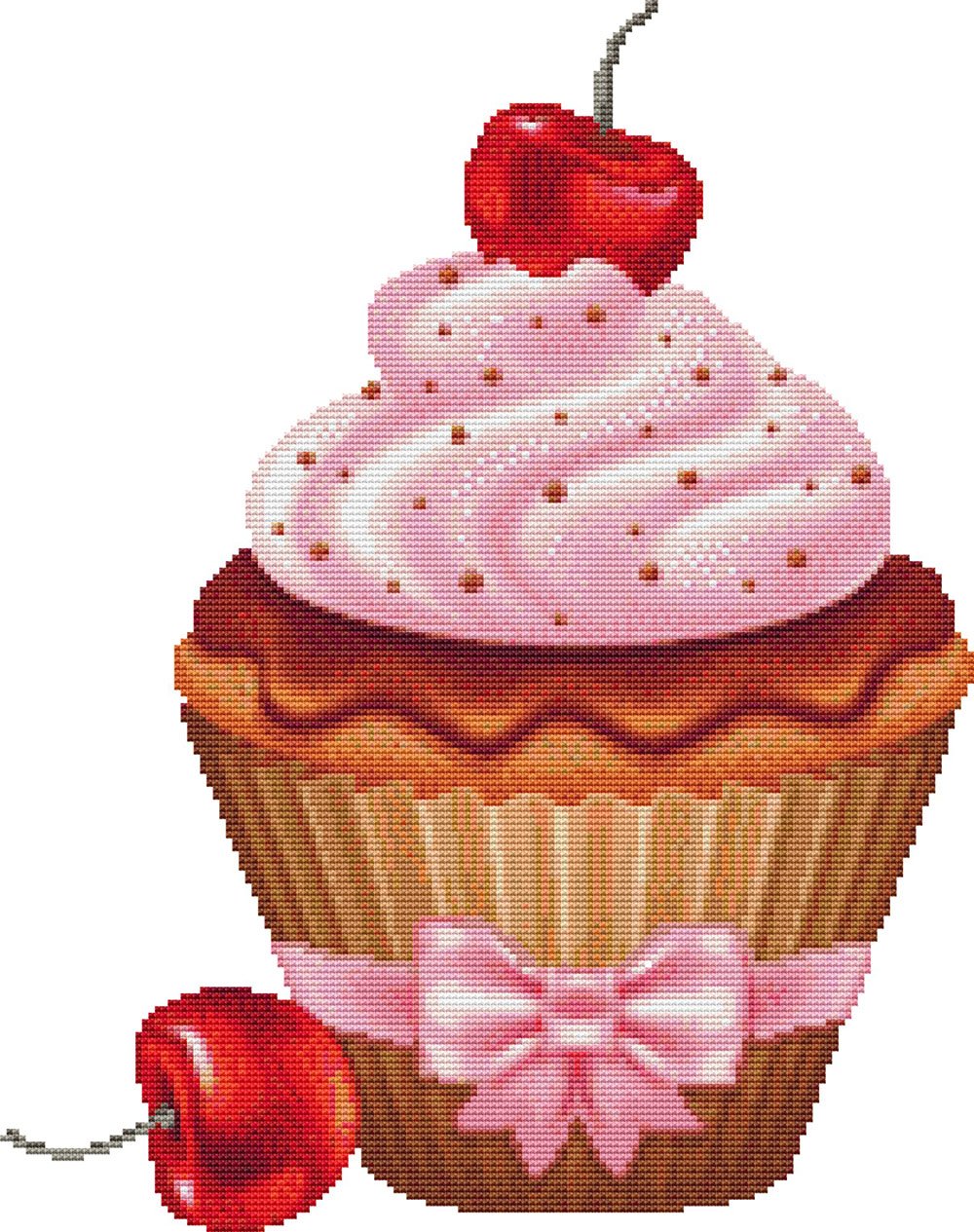 Cherry Cupcake Cross Stitch Pattern