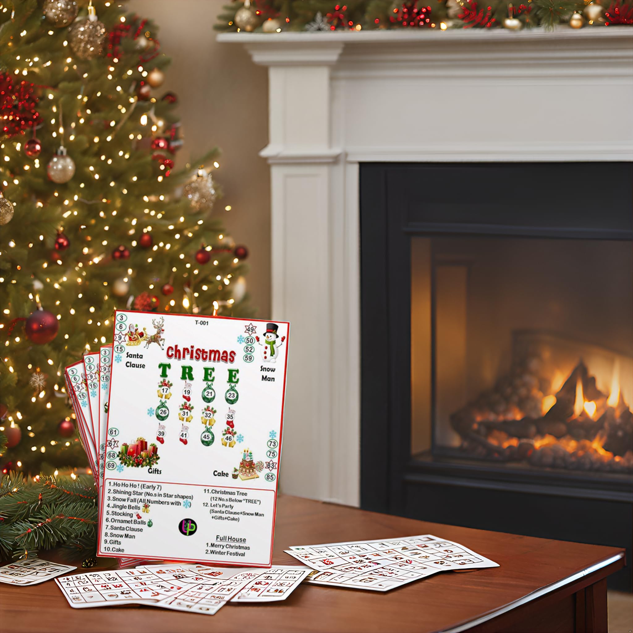 UltPult Tambola Christmas Tambola Tickets | Christmas Tree Theme Housie Tambola Themed Bingo Game | Kitty Party Theme Housie Tickets | English | for Family & Friends (Set of 15 Tickets)
