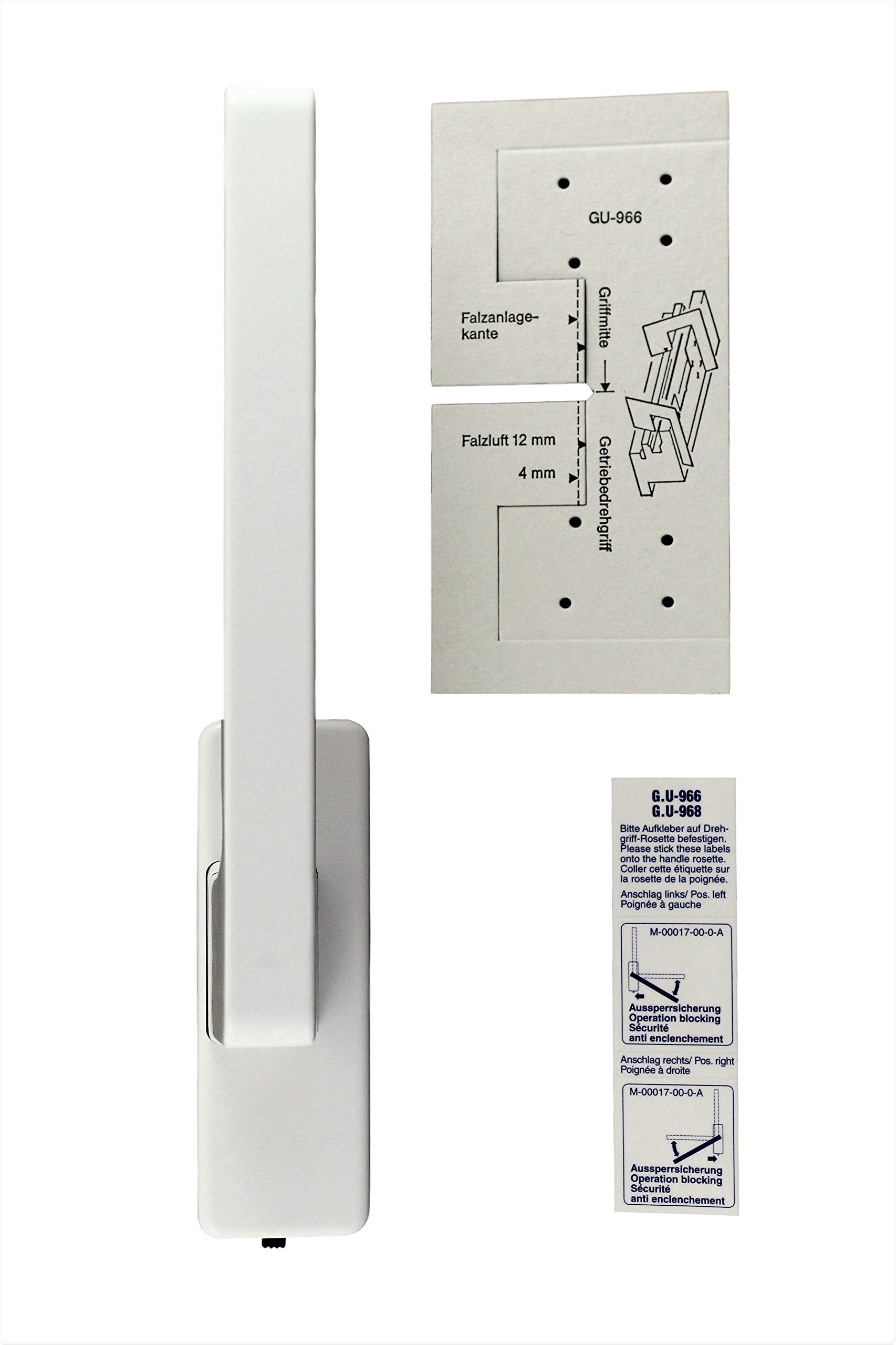 GU PSK Drehgriff DIRIGENT 966/976, 34225 oder auch 30152, DIN Rechts weiss incl. SN-TEC Montageschlüssel und Montagematerial