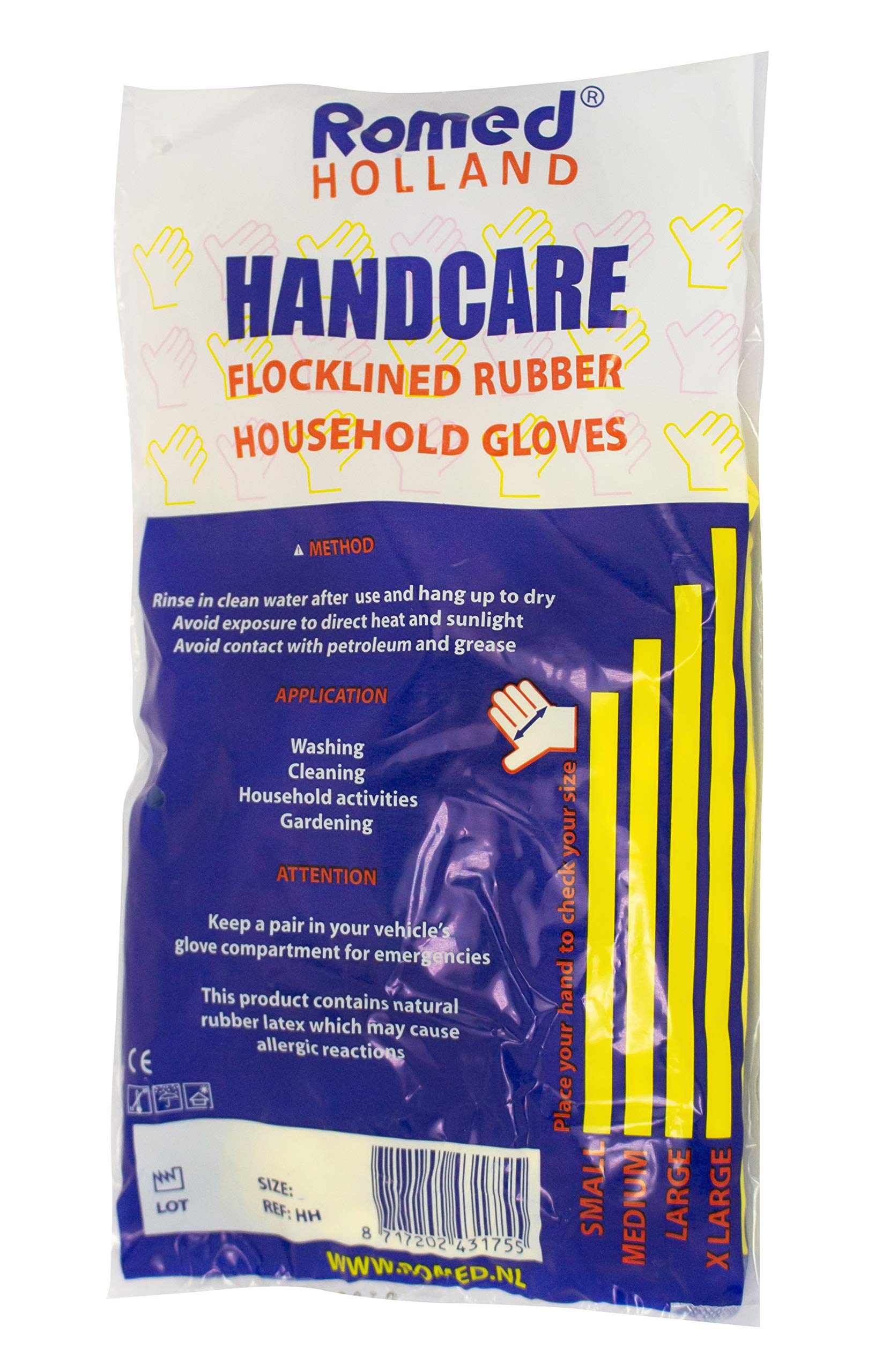 Romed Jaune Gants de ménage 100% Latex naturel – 12 paires