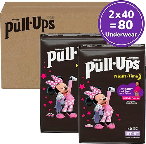 Miniatura 2 de Pull-Ups Girls' Night-Time Potty Training Pants, Size 5T-6T Overnight Training Underwear (46-60 lbs), 80 Ct