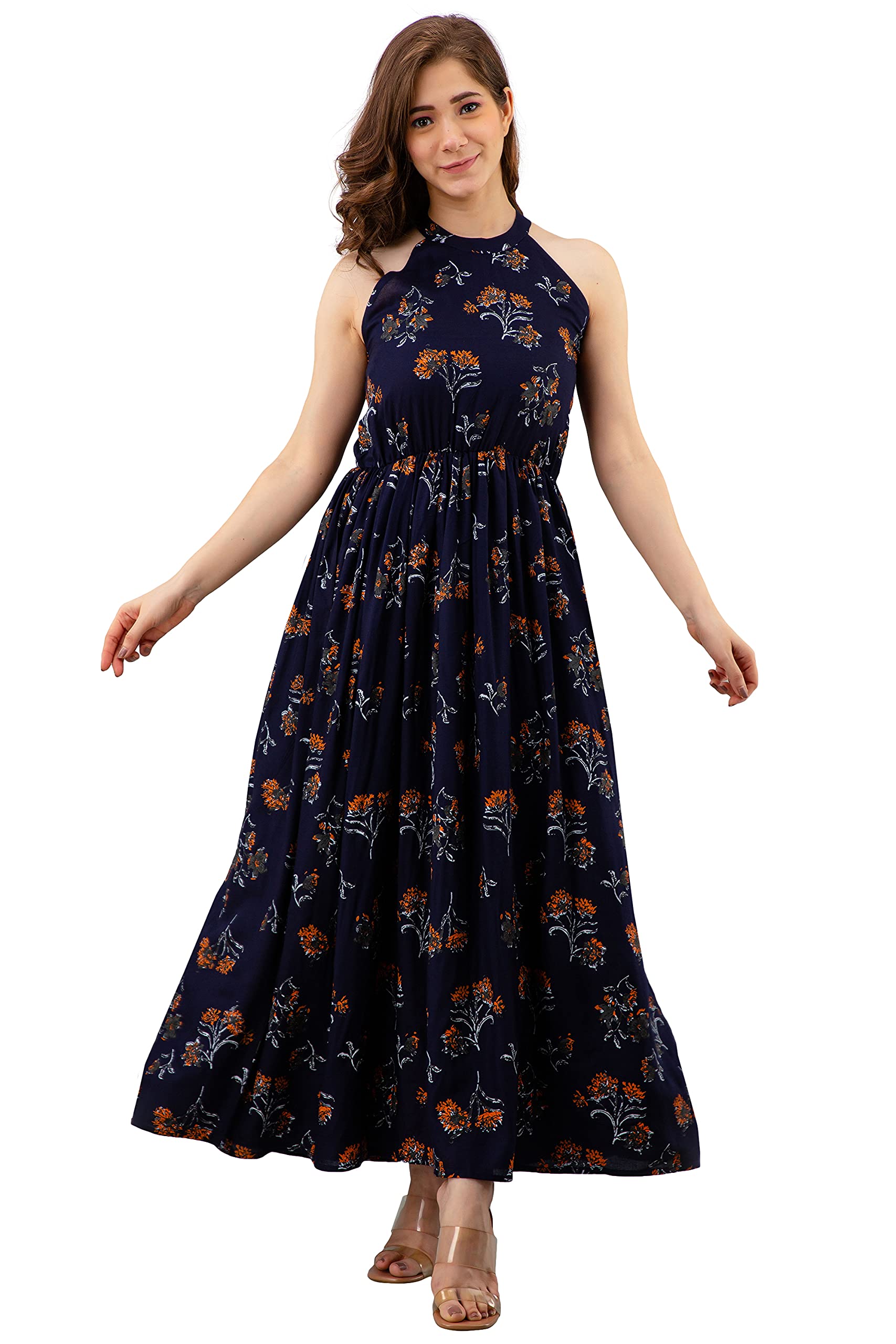 RoopRang Handmade Women's Dress Handmade_53_S, Blue, Small