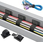 50-Pack Câblodistribution autocollante, fixation et organisation réutilisables des câbles de données, câblos de gestion des câbles, adaptés aux écouteurs, téléphones portables et appareils électroniques sous la table (blanc)