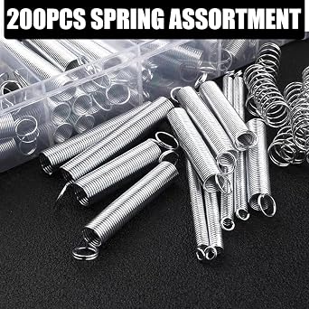 200PCS Springs Kit,Stainless Steel Small Springs, Compression Springs, Stainless Steel Professional Compression, Tension Springs, Steel Metal Small Spring, Assorted with Storage Box for Mechanical