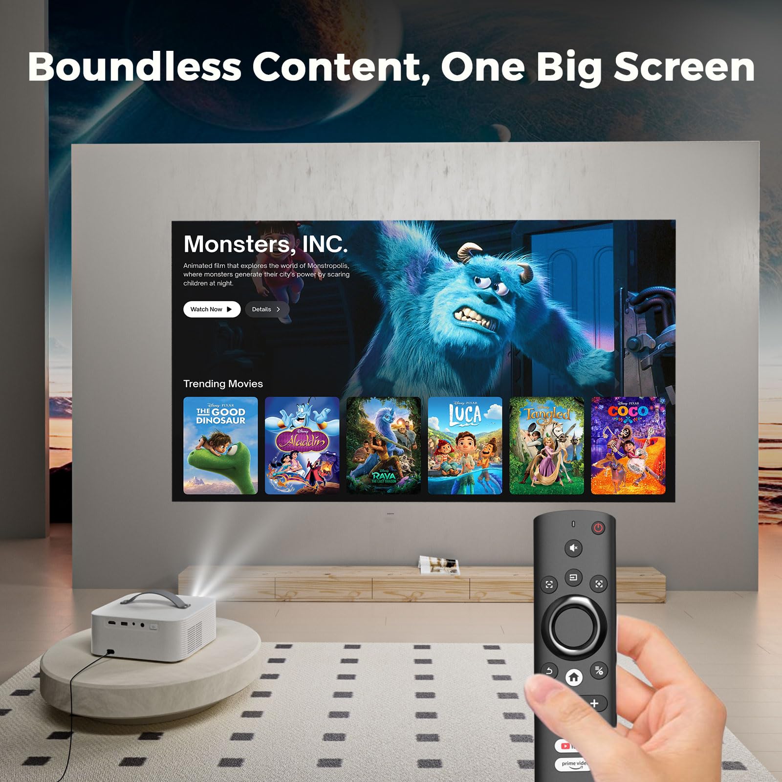 [5000+ Official-Apps & AI Auto Focus & 50W Dolby Audio] Outdoor-Projector-4k with WiFi and Bluetooth, AI Movin 2.0 OS Smart Projector with HDR10+, Lisowod Portable 4K Proyector 2026 Upgraded - 3