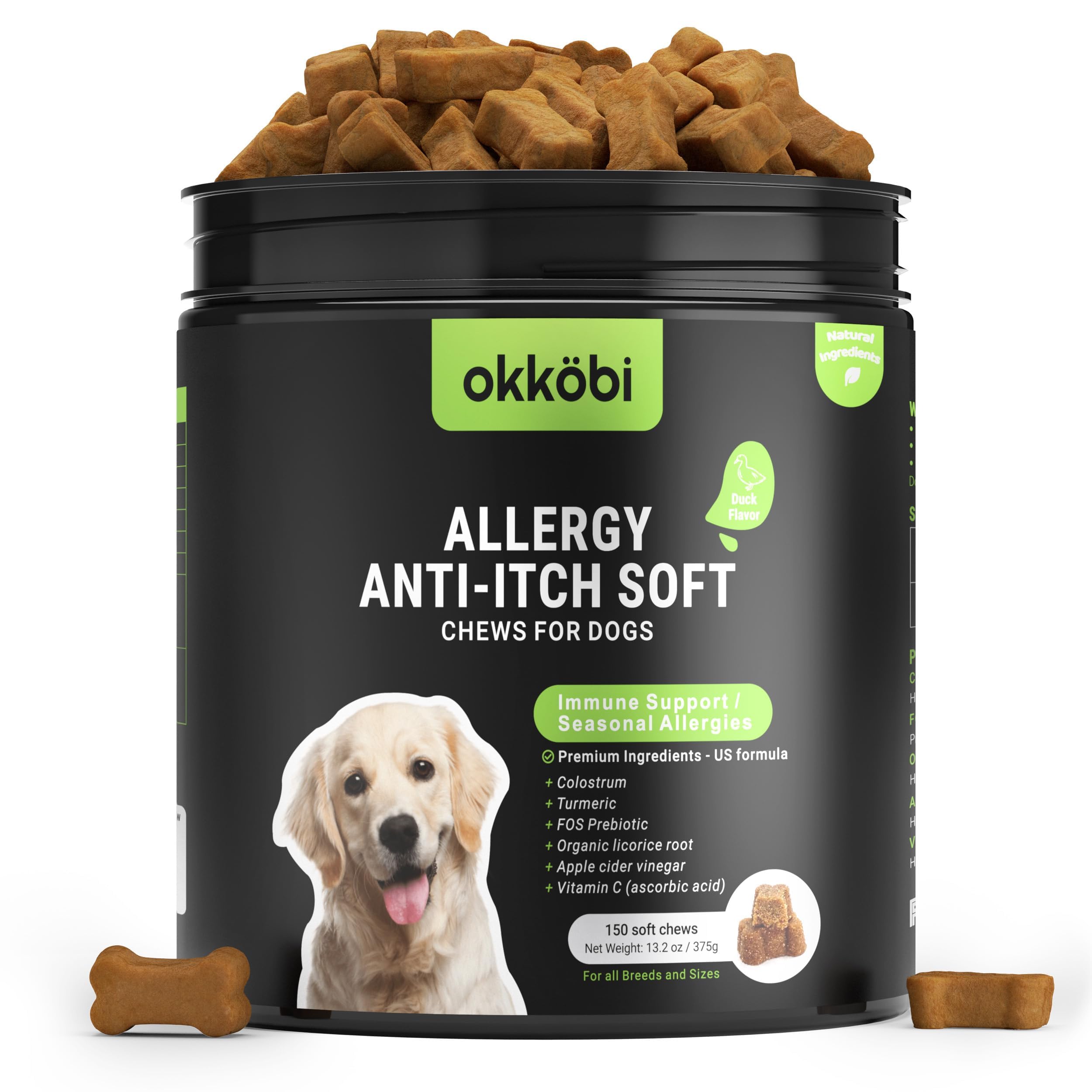 Dog Allergy Chews - 150 Pcs - Allergy Relief for Dogs - Supplements for Itchy Skin & Paw Licking - US Formula with Probiotics, Natural Ingredients &