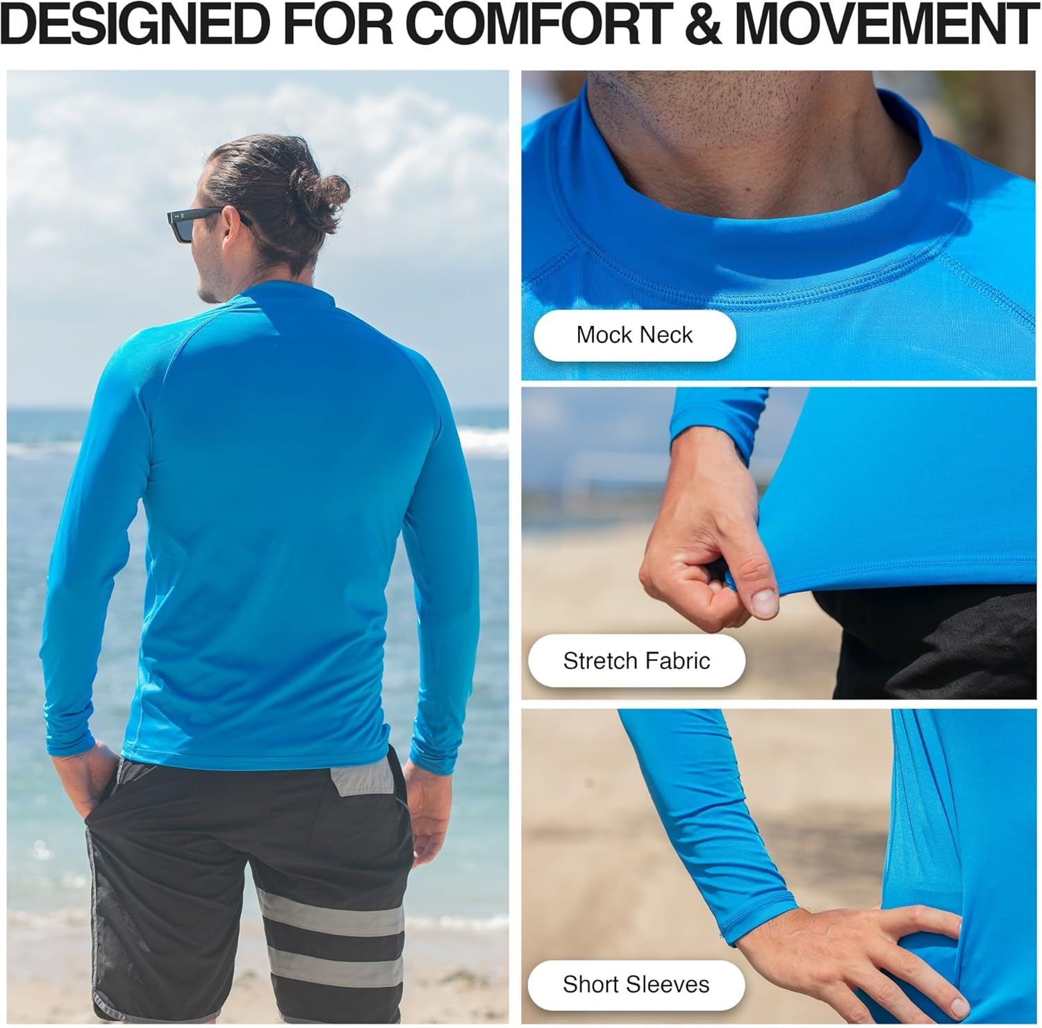 Kanu Surf Platinum Rashguard UPF 50+ Sun Protection Long Sleeve Swim Shirts for Men-Premium Rash Guard for Men