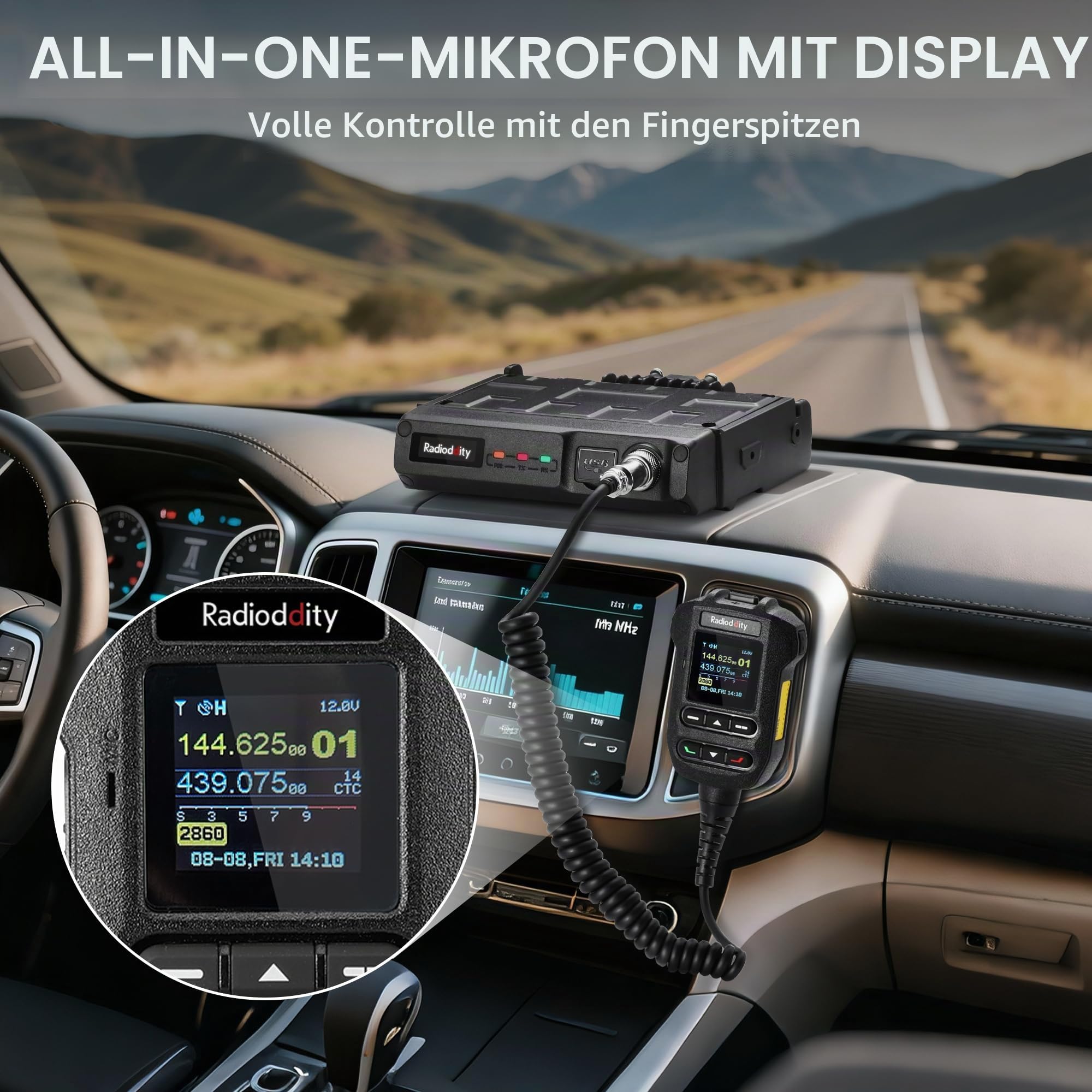 Radioddity DB50-B 50W Dualband-Mobilfunkgerät, VHF-UHF-Amateurfunk-Transceiver mit BT KISS TNC, APP-Programmierung, GPS und APRS für Offroad, LKW-Transport und Notfälle
