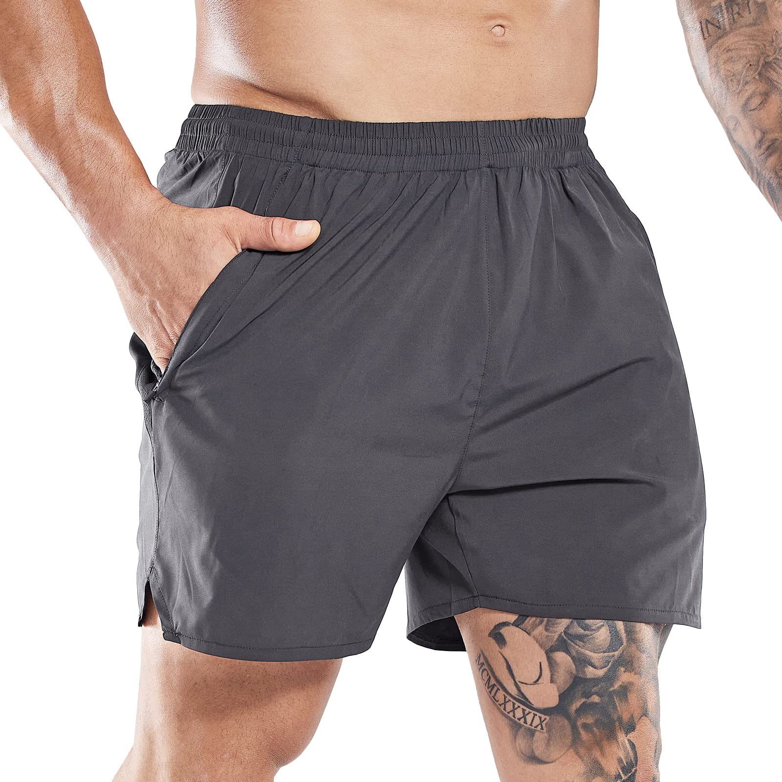 MIERMen's Workout Running Shorts Quick Dry Active 5 Inches Shorts with Pockets, Lightweight, Breathable