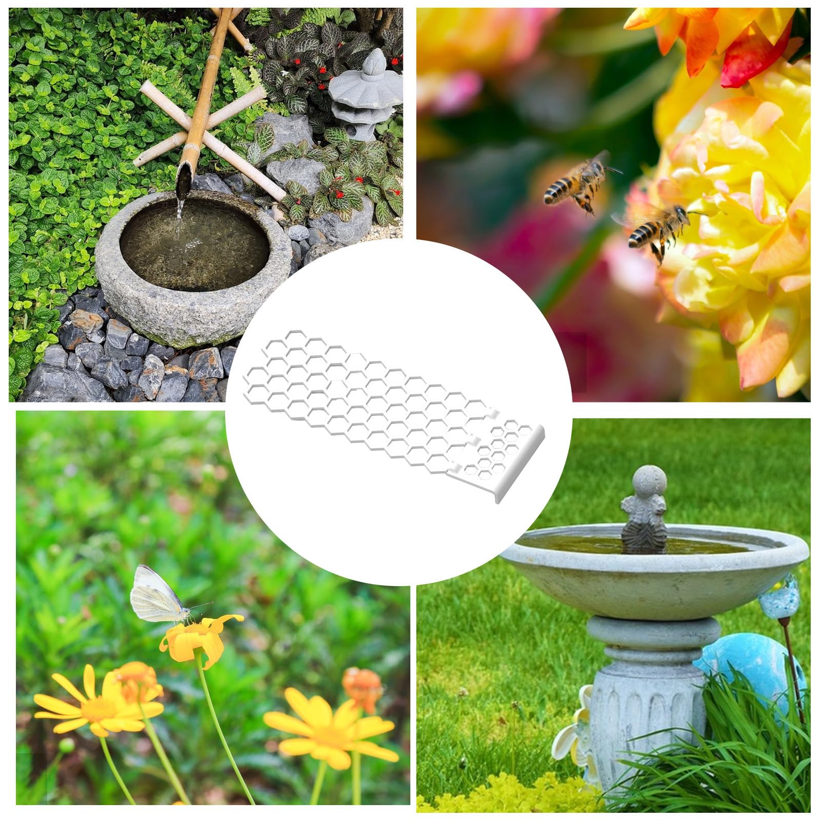 2 islas de abejas flotantes, estación de agua de abejas y bebedero para jardín, plegable con diseño antigoteo, atrae mariposas, pájaros en el balcón, apiario, estanque, fácil de limpiar, resistente a