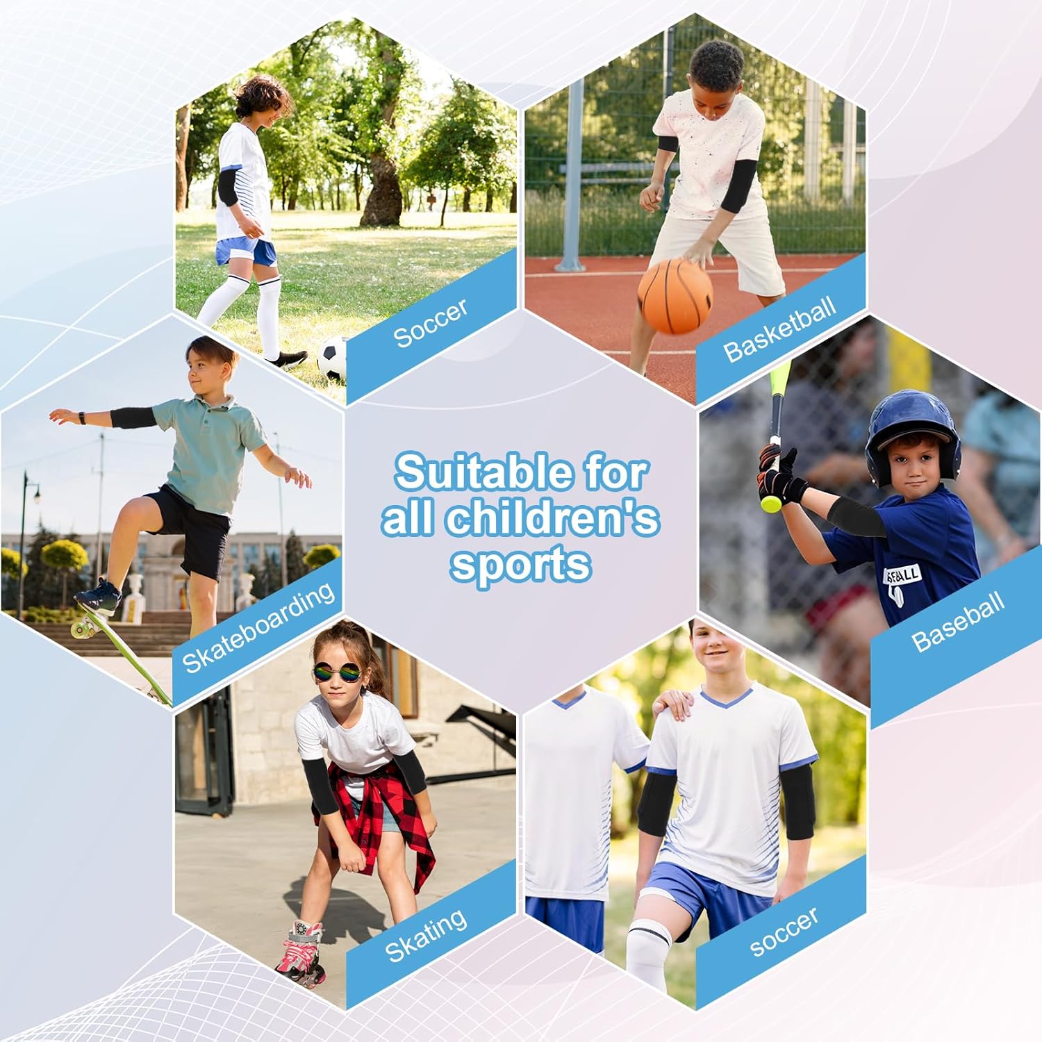 Kids Elbow Pads, Breathable Compression Sleeve Soft Elbow Brace Boys, Girls, Junior Youth, Elbow Protector for Volleyball Basketball Skating Dancing Crawl Skiing Cycling - Image 7