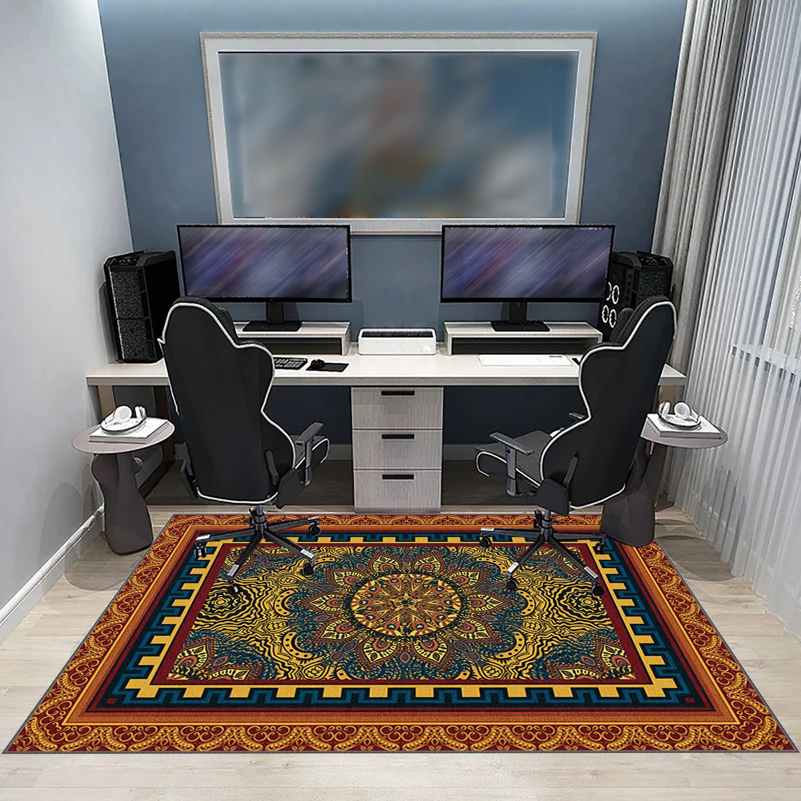 Antypoślizgowa mata pod krzesłem biurowym, 100 x 140 cm mata ochronna do foteli gamingowych, mata ochronna podłogowa do domu i biura, mata na krzesło do gier