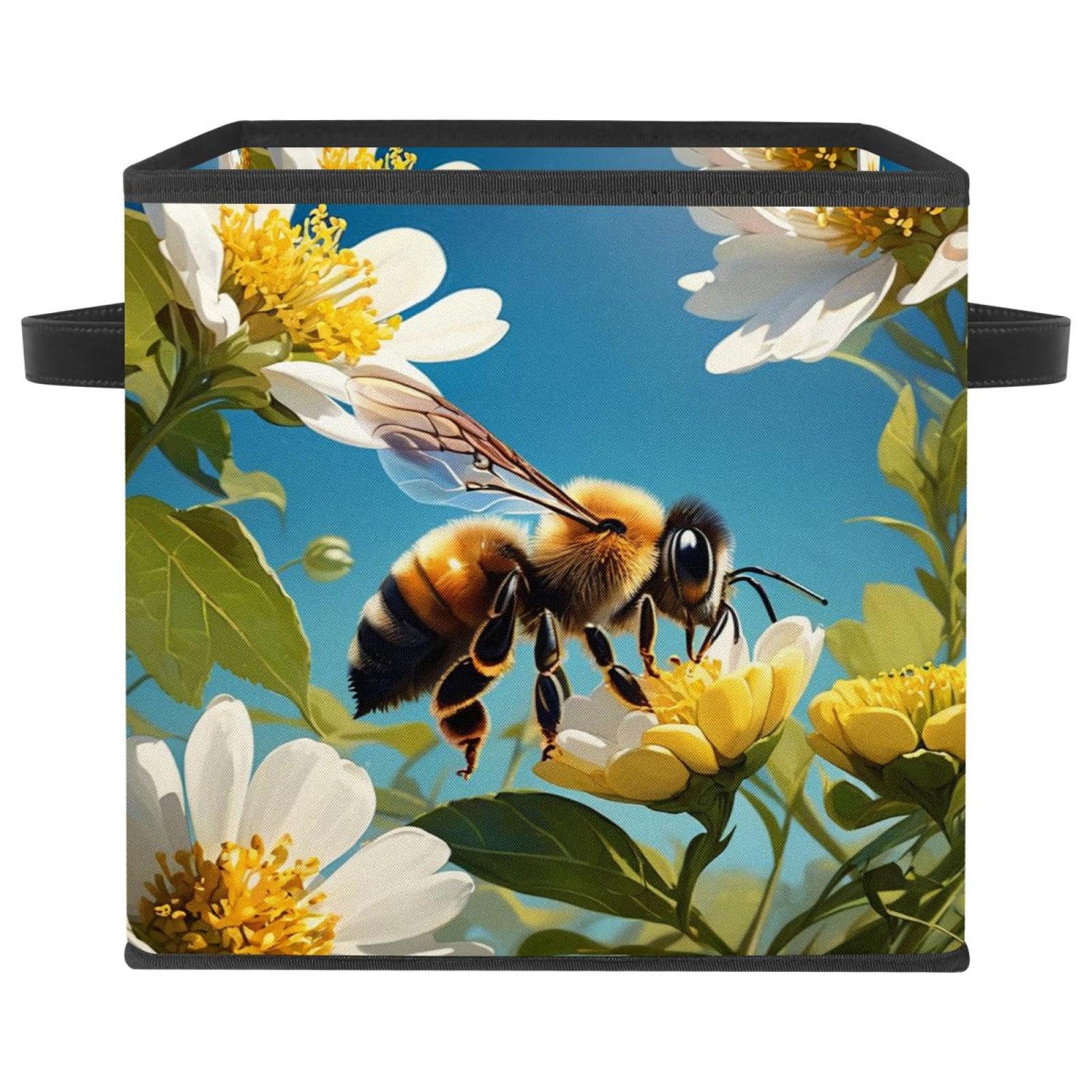 Boîte rangement placard chambre motif abeille pour trier vos textiles