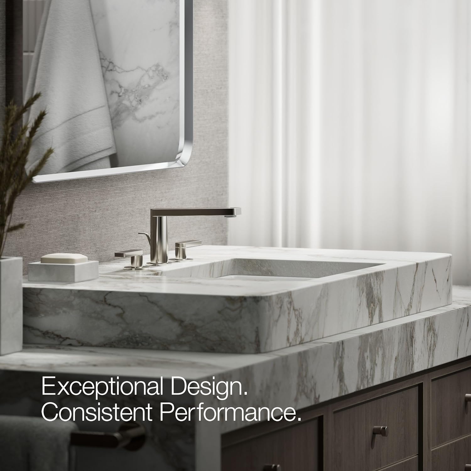 Kohler 73060-4-SN Composed® Widespread Bathroom Sink Faucet with Lever Handles, 1.2 gpm, Vibrant Polished Nickel