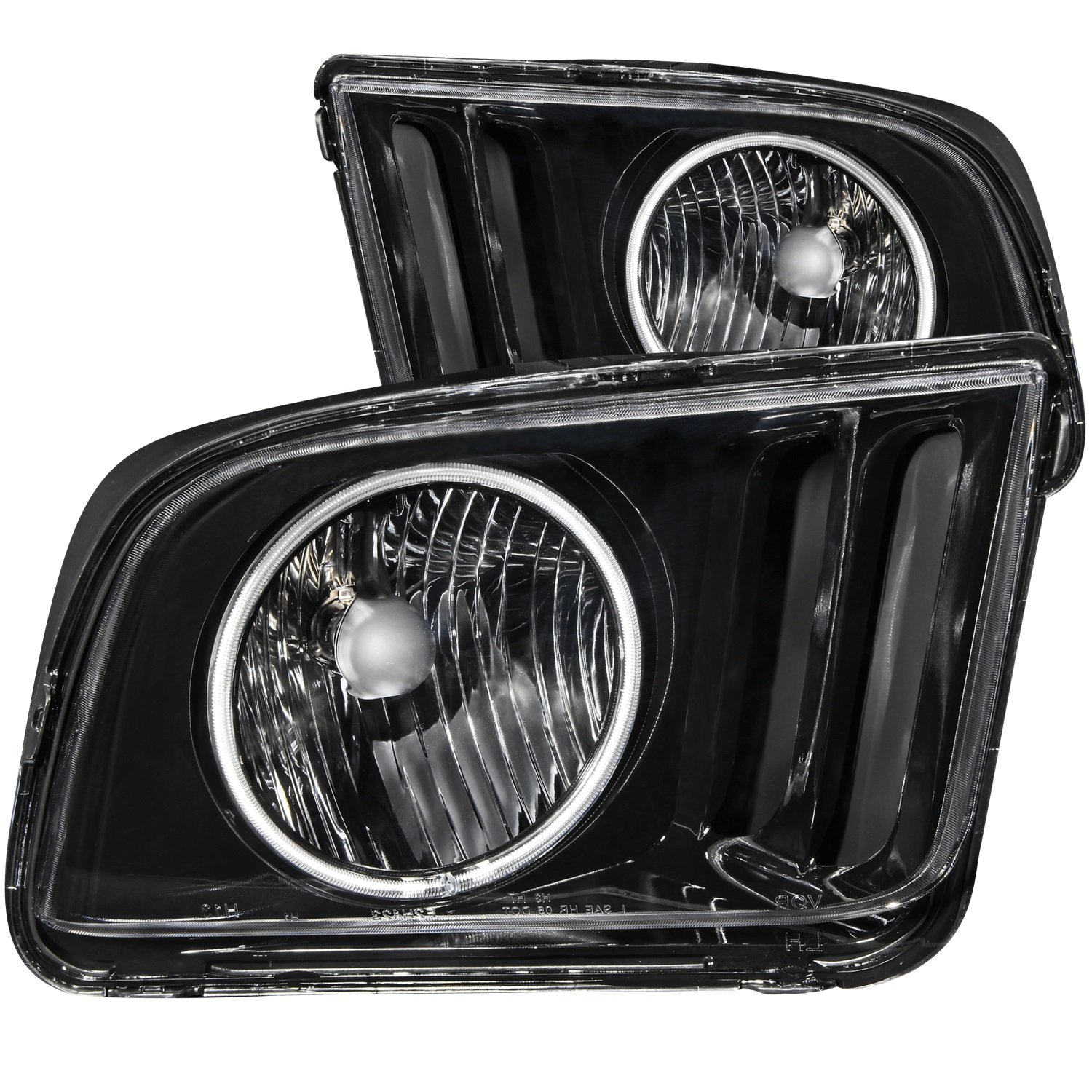 121033 Ford Mustang Black With Halo Ccfl Headlight Assembly - (Sold in Pairs)