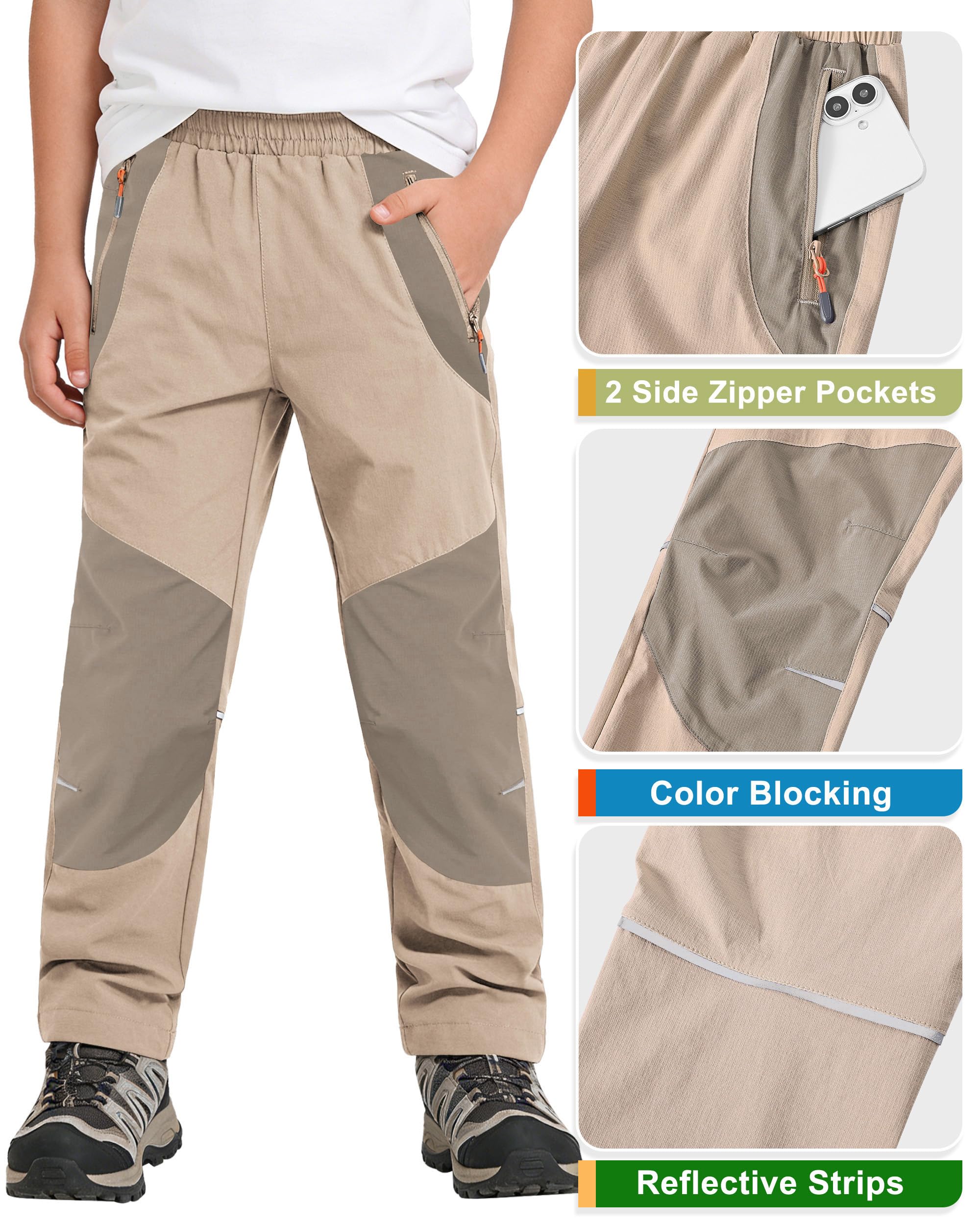 Wanderhose Kinder Sommer Wasserdicht Outdoorhose Jungen Arbeitshose Mädchen Trekkinghose mit Gummibund