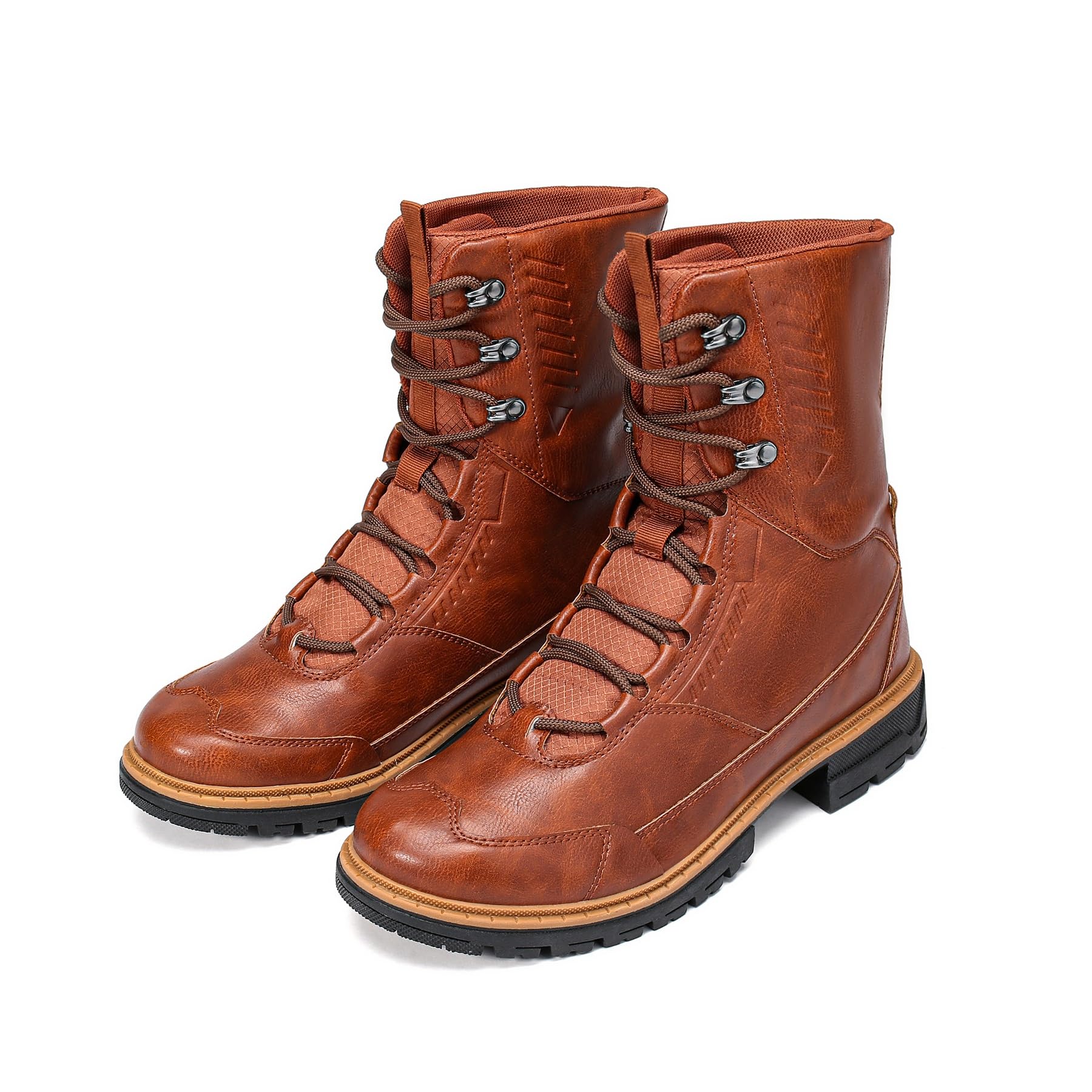 YOUTHUP Bottines homme hautes à lacets style rétro simili cuir | Finition vieillie lacets réglables semelle adhérente coutures renforcées maintien stable pour ville marche et sorties d'hiver