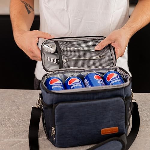 Miniatura 8 de Carrywell (No fabricada en China) Bolsa de almuerzo aislada, reutilizable y de lados suaves para oficina, playa, picnic y piscina, bolsa enfriadora