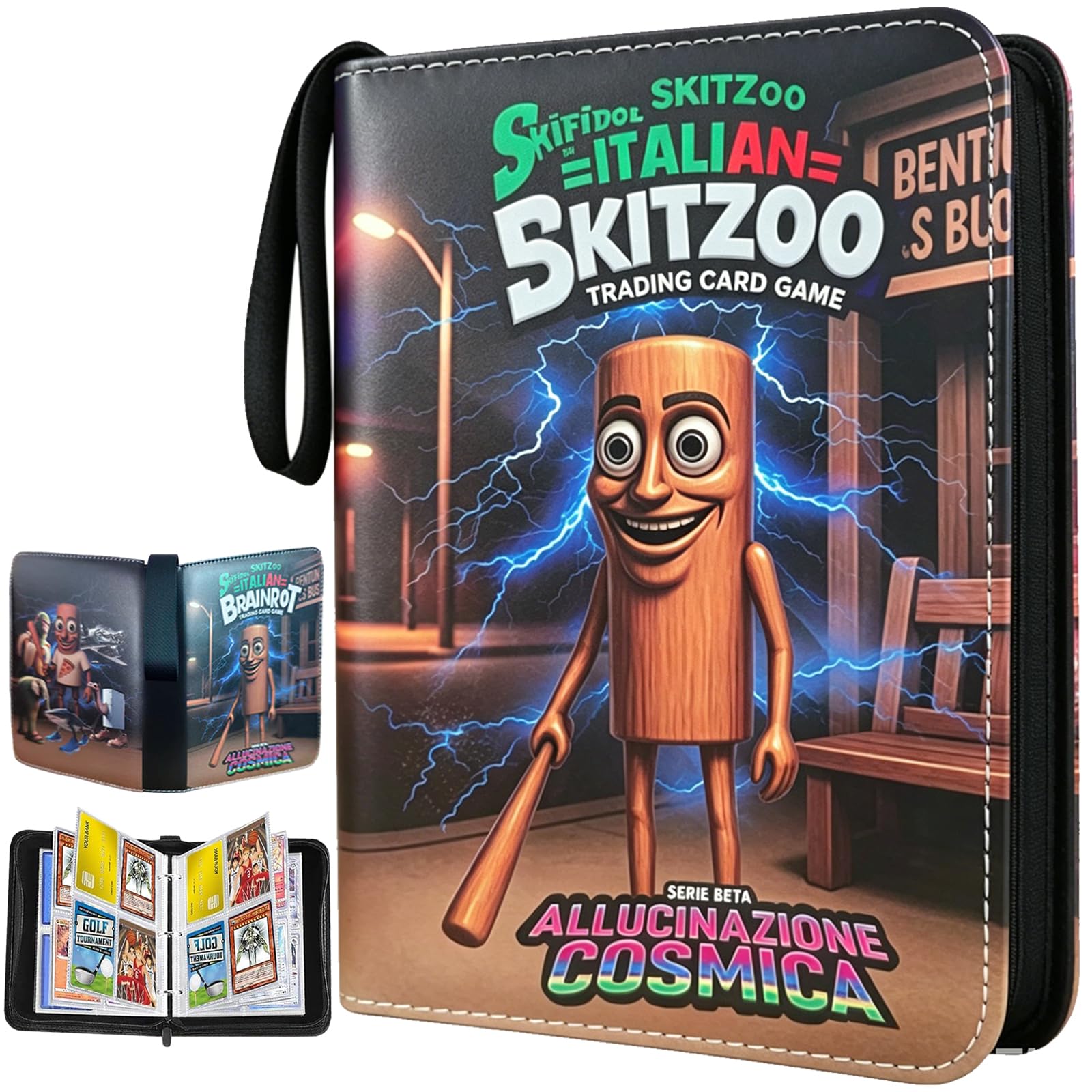Album Italiano Brainrot Per Carte Da Collezione &ndash; 50 Pagine A Doppia Faccia, 400 Tasche, Copertina In PU Impermeabile Con Cerniera E Manico, Regalo Per Collezionisti
