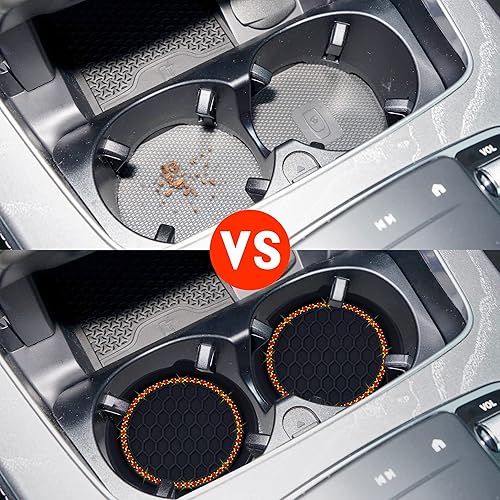 Miniatura 3 de Amooca Portavasos universales antideslizantes para automóvil, accesorios para el interior del automóvil, 2 unidades, color negro