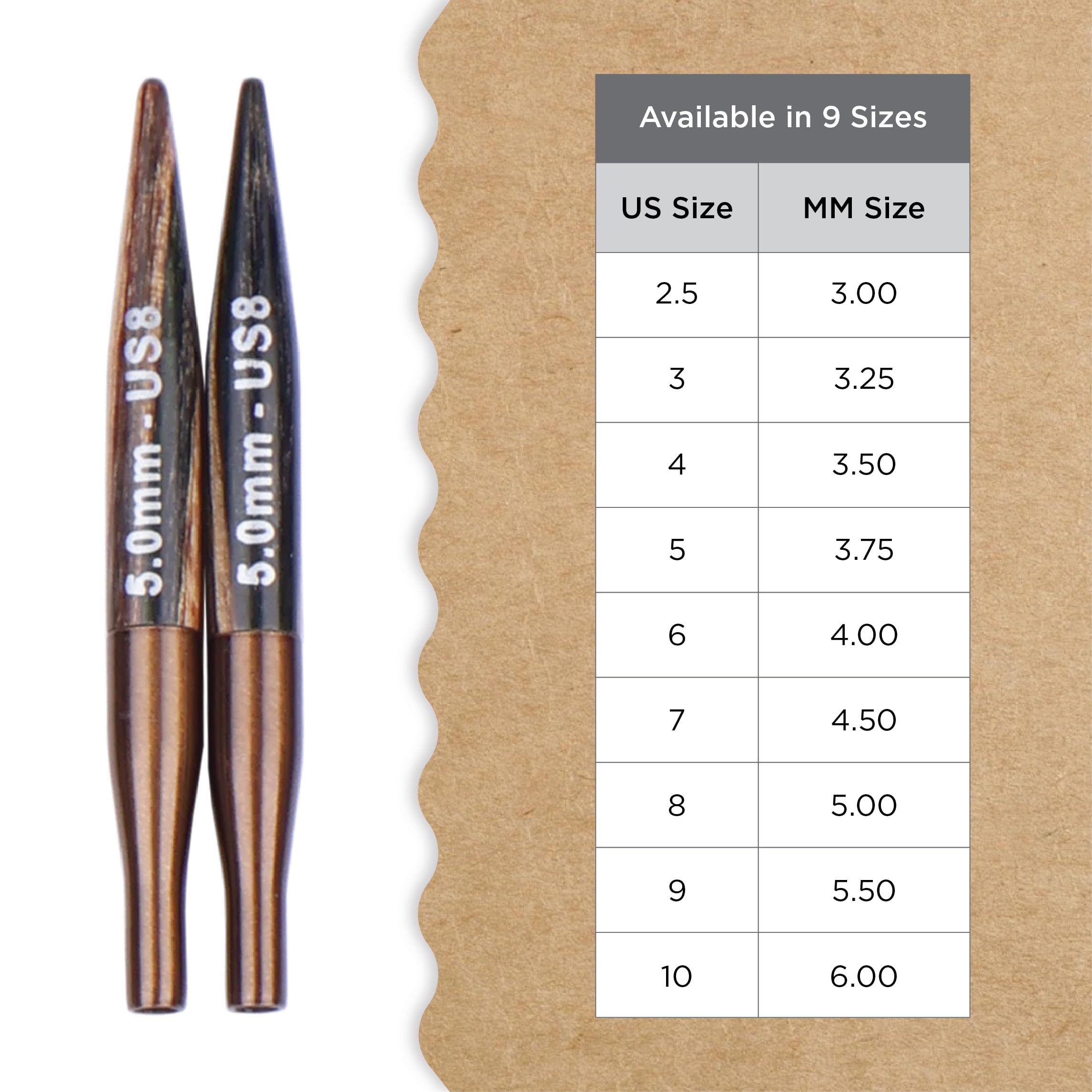 Knitter's Pride Terra Mini Interchangeable Knitting tip 5.0 mm - 1 piece, Green/Brown, 3.50mm - Image 4