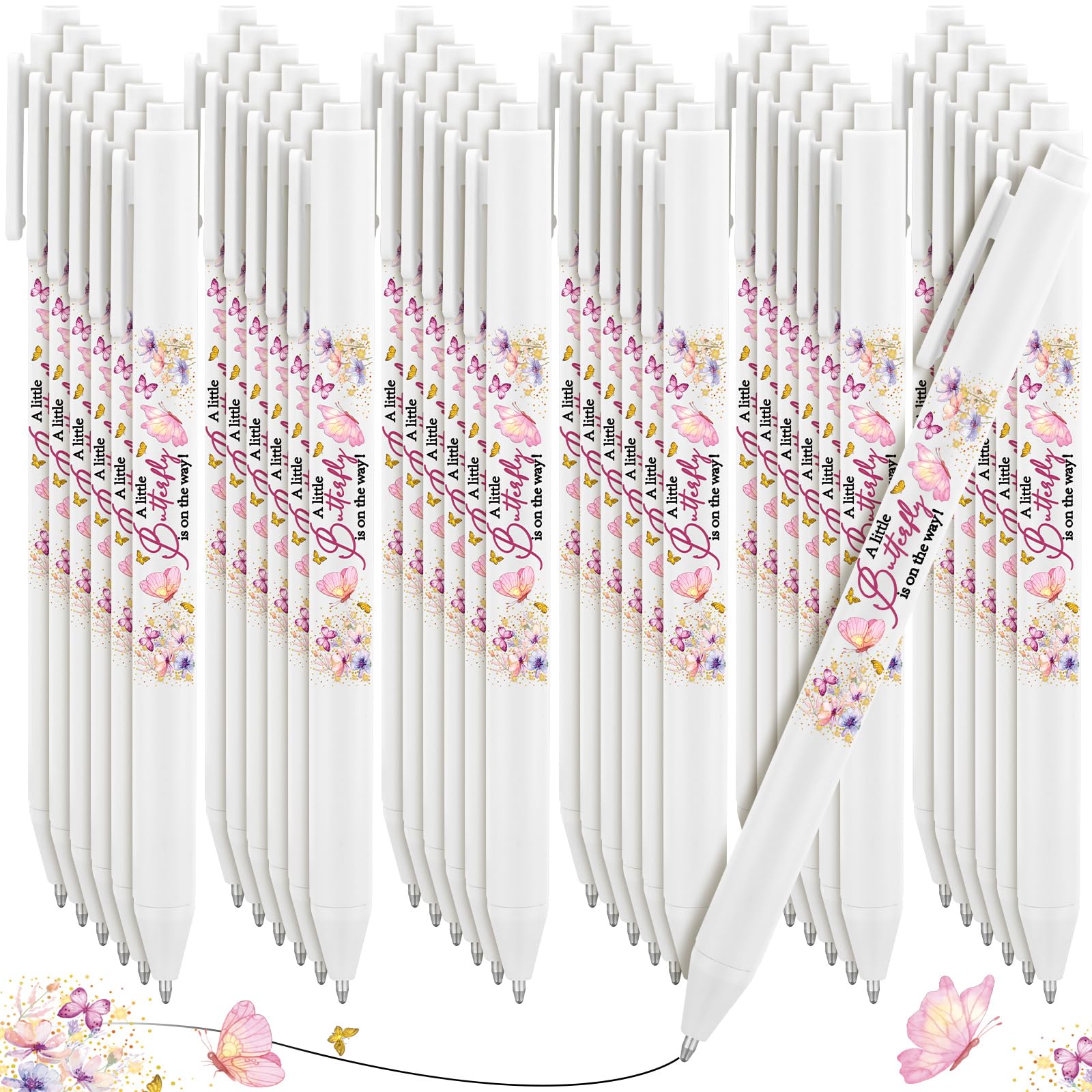 Ireer 36 Pcs Butterfly Baby Shower Pens Gifts Bulk Party Favors for Guests Games Neutral Gender Reveal Favors Baby Shower Prizes Souvenirs Gift Bags Stuffer Supplies