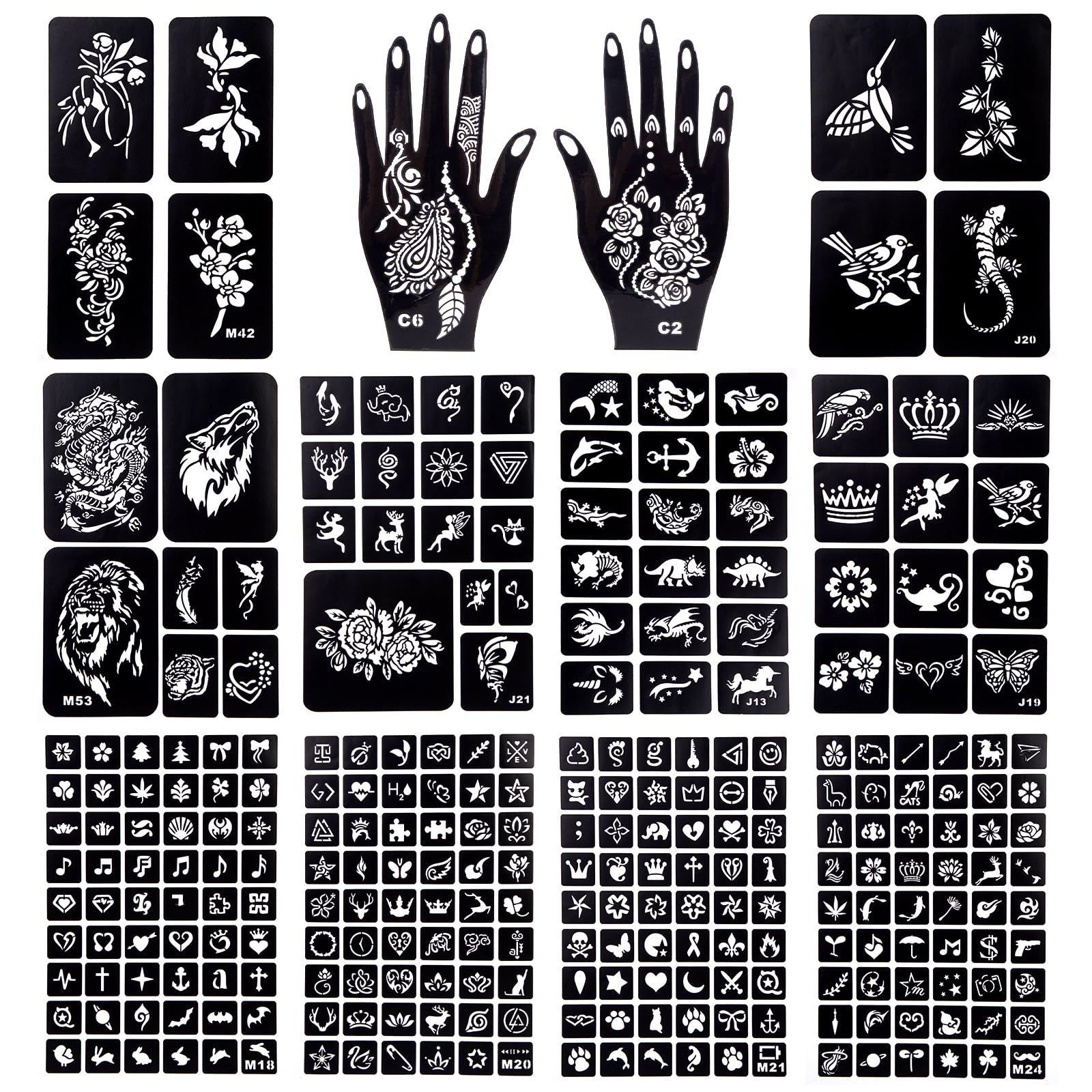 Koogel 281 plantillas temporales para tatuajes, 12 hojas, plantillas de tatuaje con plantillas de maquillaje para niños y adultos, fiesta de Halloween